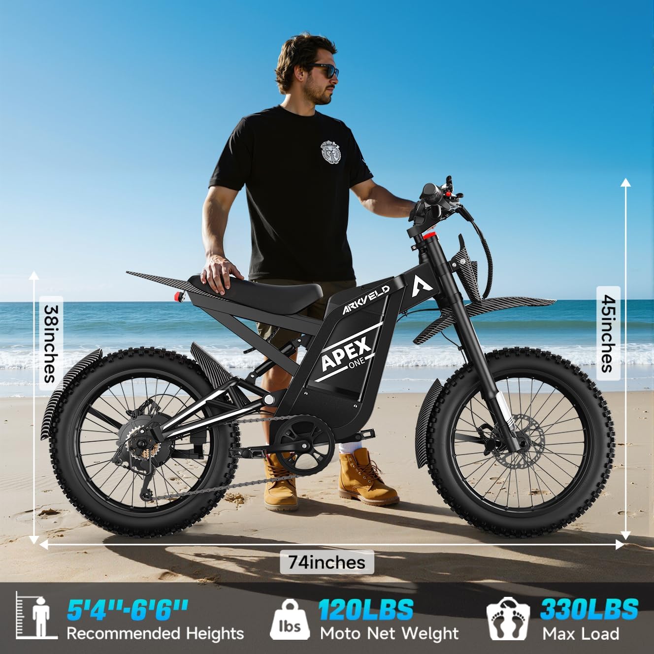 Electric-Dirt-Bike for Adults with Peak-3000W Brushless Motor and 48V 32AH Battery Max 37MPH and 80Miles, Adult Electric-Mountain-E-Bike Motorcycle with Fat Tire for Snow, Sand and Commuting