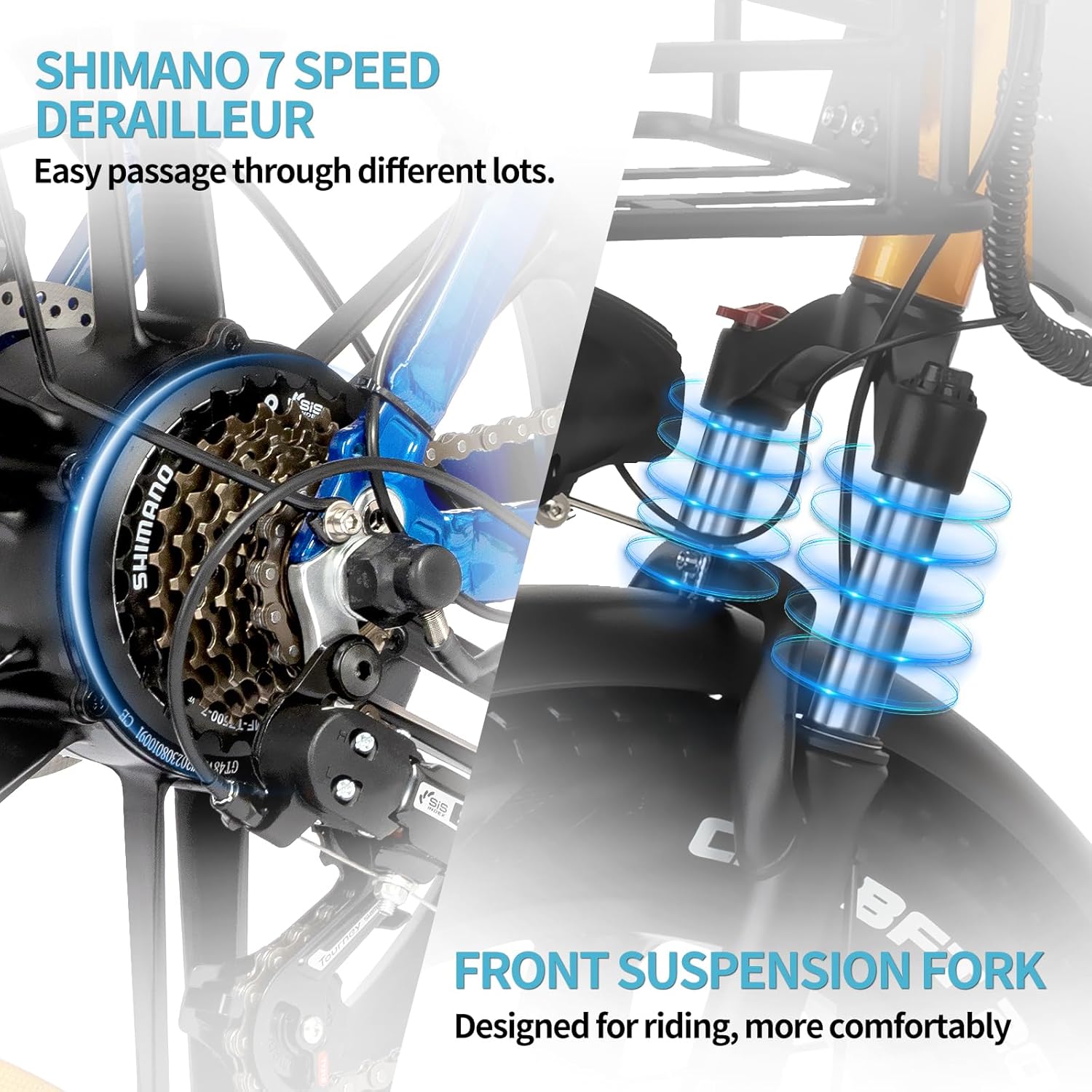 Electric Bike for Adults - 1000/1500W, 30/36 MPH, 48V 15/20Ah Removable Battery, Step-Thru Commuter Electric Bicycle with 20''/26" Fat Tire, 7-Speed Folding Ebike, Range of 50/70 Miles