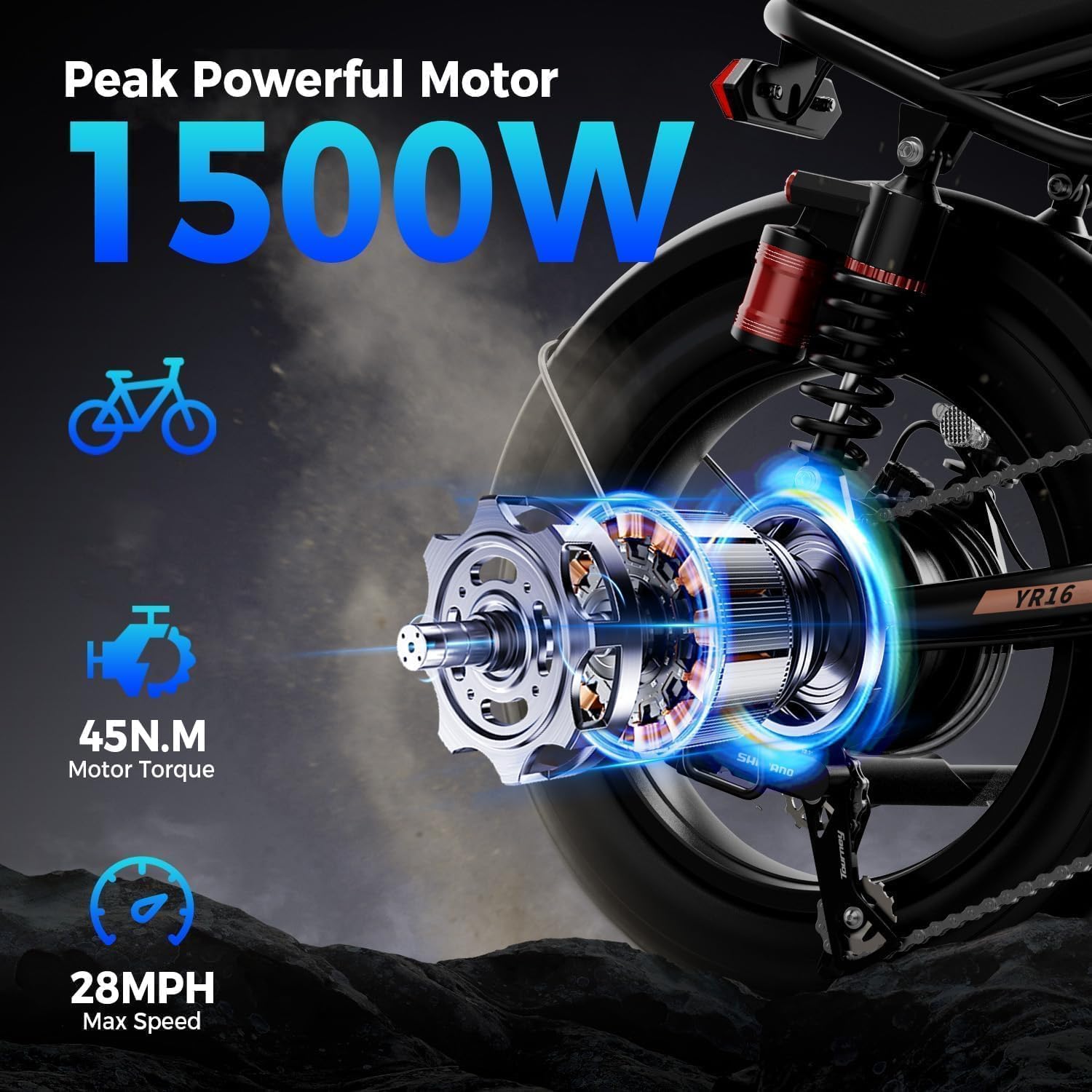 Electric Bike for Adults, Electric Dirt Bike 2000W/1500W Peak Motor,E Bike 20"/16" *4 Fat Tire,All Terrain 32/28MPH Top Speed, Ebike Up to 55-80 Miles Range,48V Removable Battery