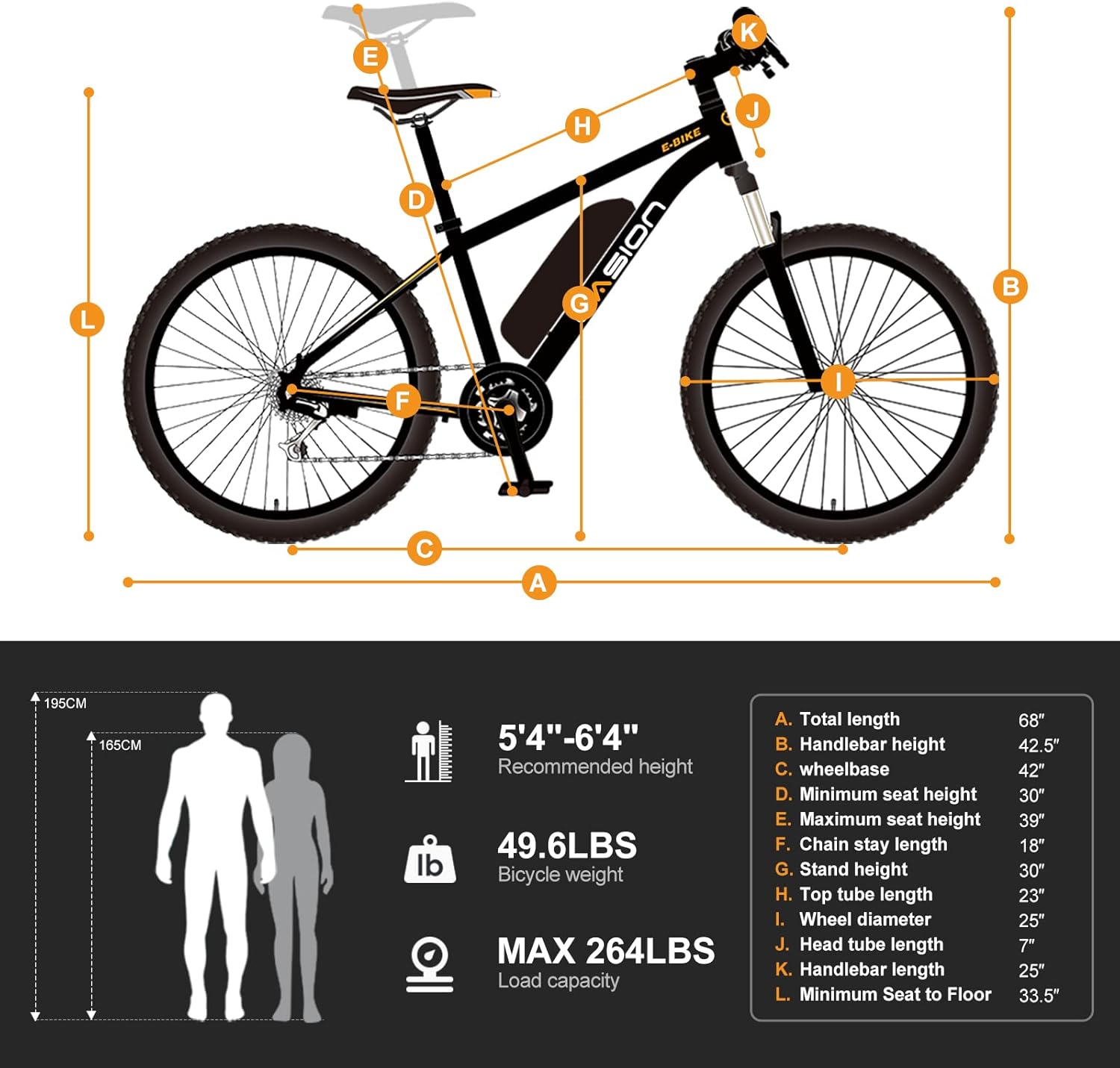 Jasion EB5 Electric Bike for Adults with Peak 750W Brushless Motor, 40Miles 20MPH Commuting Electric Mountain Bike with 360Wh Removable Battery, 7-Speed, 26" Tires and Front Fork Suspension