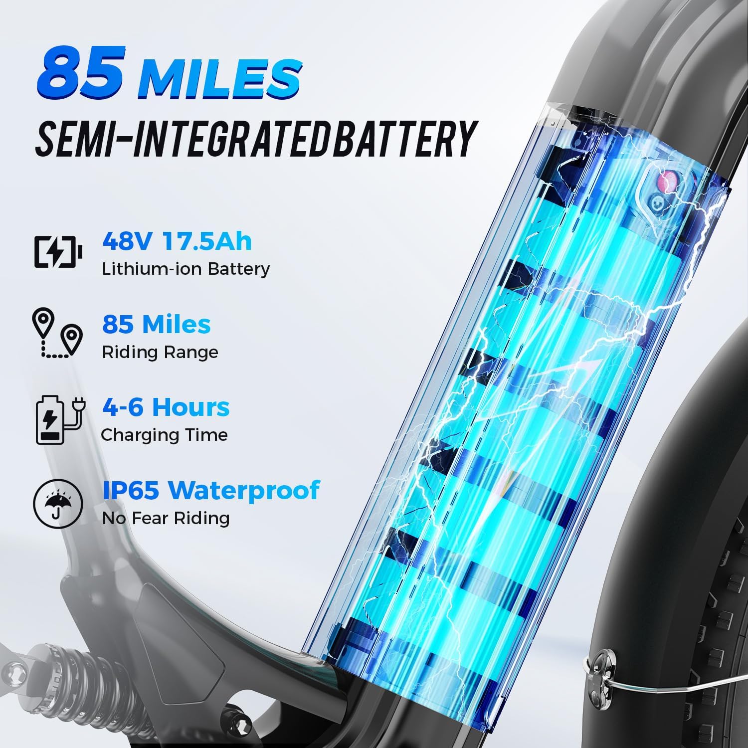 Aipas M1 Pro Electric Bike, 1800W Peak Motor Electric Bike for Adults, 48V 17.5Ah, 26'' x 4.0'' Fat Tire Electric Mountain Bike, Ebike with 85 Miles, 36MPH, 7 Speed 110Nm and Dual Suspension