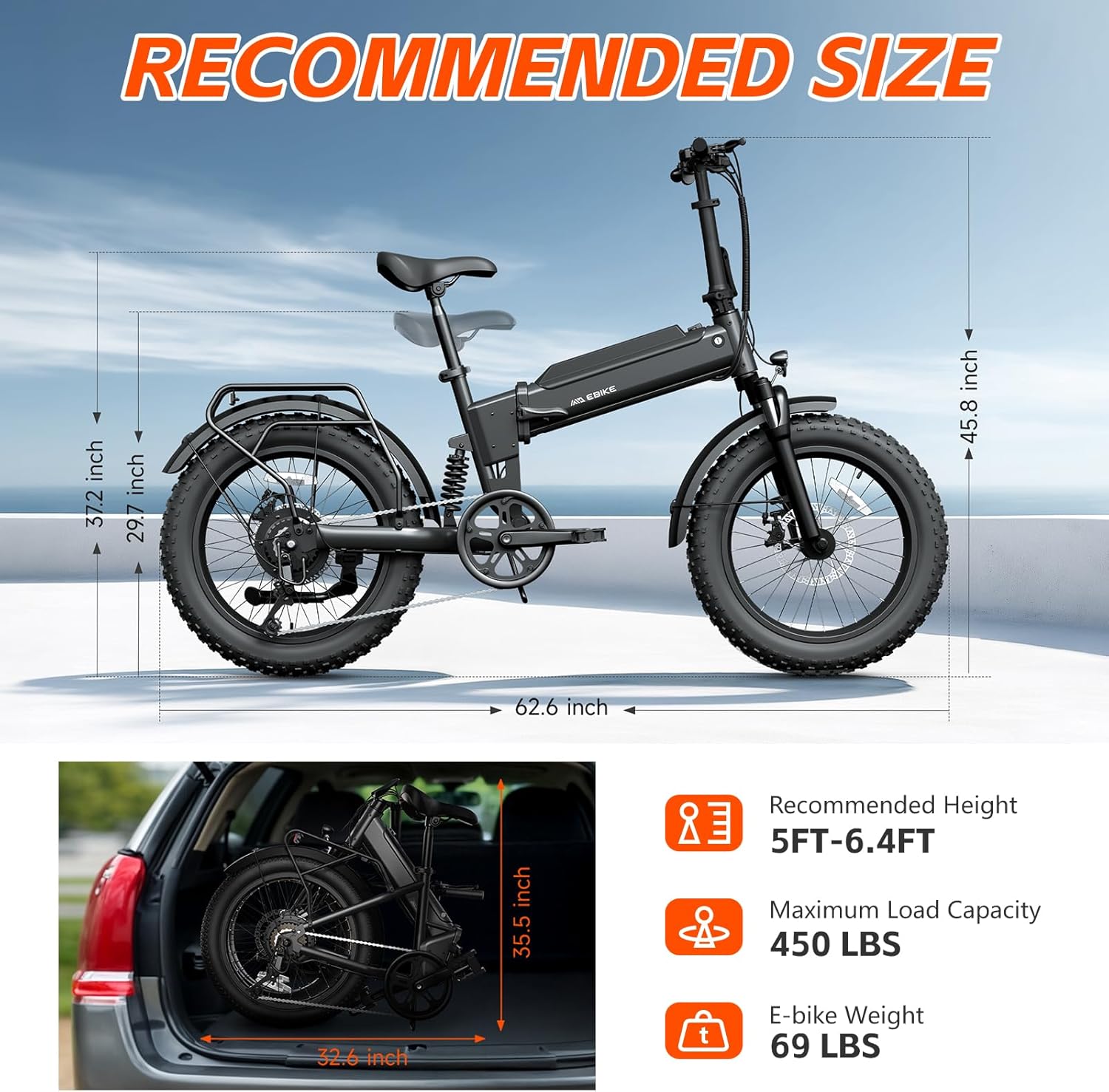 TST Folding Electric Bike for Adults, 1000W Peak Motor Ebike with 36V 7.8Ah/10.4Ah Removable Battery, Max Range 40/60 Miles 25 MPH Electric Bicycle, 20" Fat Tire All Terrain E Bike
