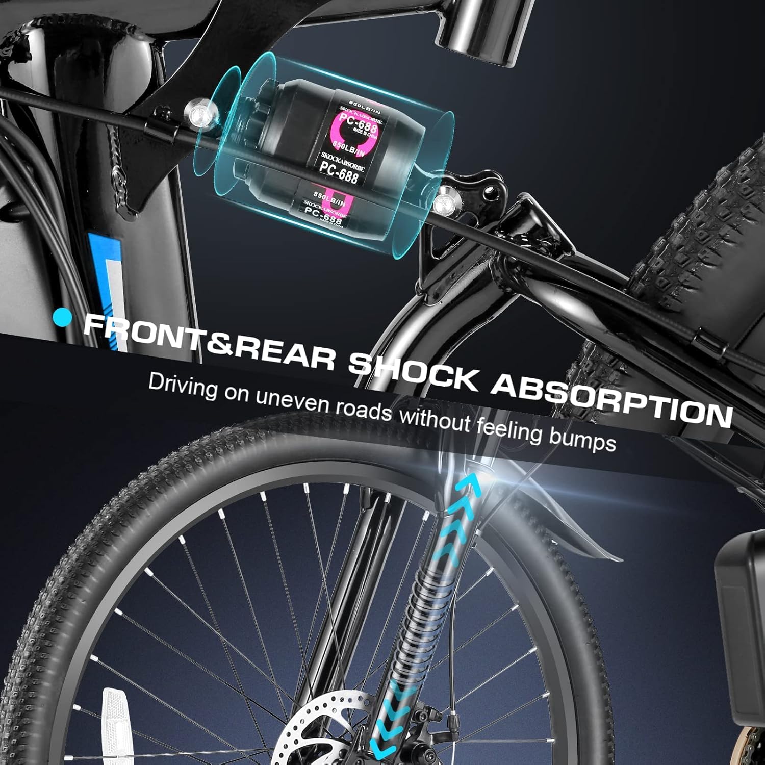 Vivi Electric Bike for Adults 1000W Peak Folding Electric Mountain Bike 26'' Commuter Ebike 22MPH Adult Electric Bicycles with Battery, LCD Display, Dual Shock Absorber, SGS Certified to UL2849