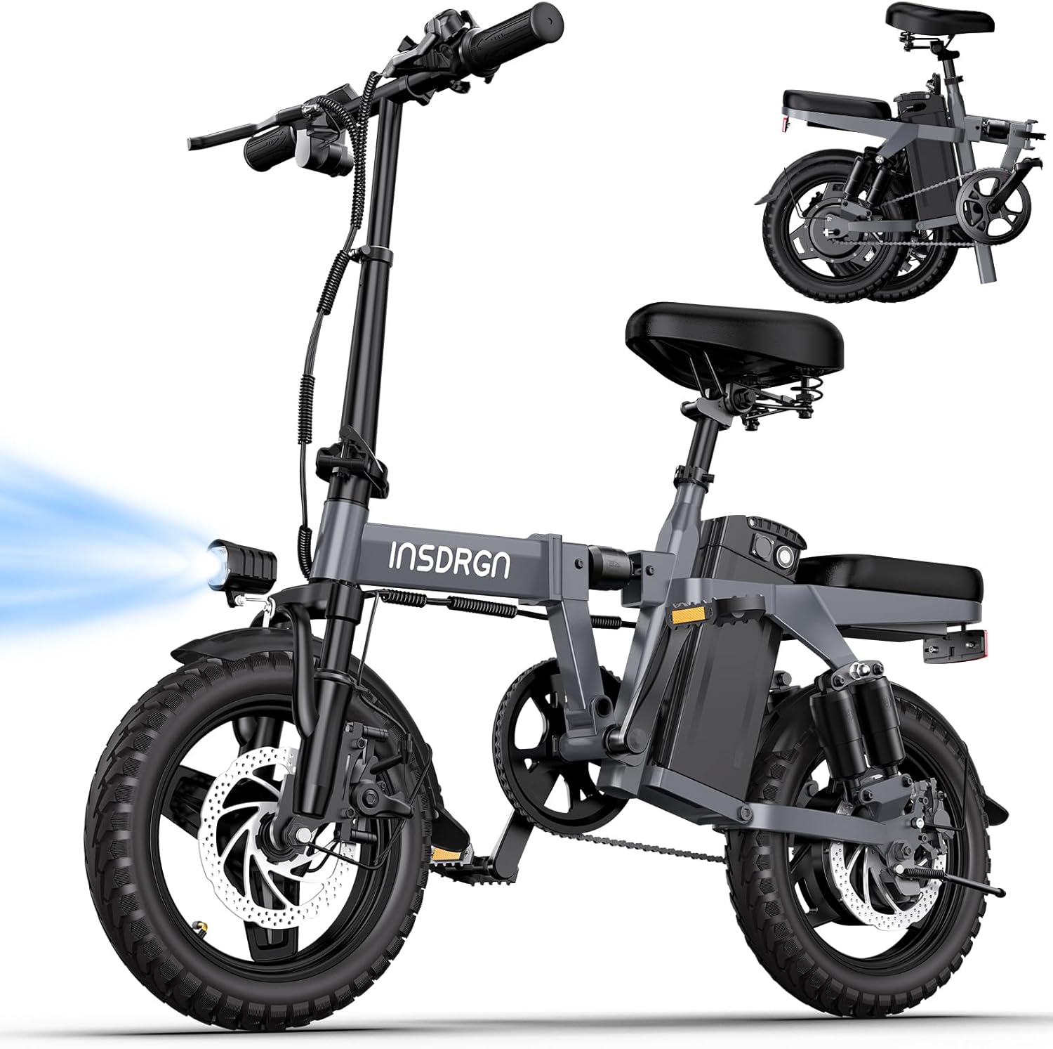 Electric Bike for Adults,14" Folding Adult E Bike with 500W Motor,20 mph,28 Miles Range,Advanced 9-Point Suspension & Pro-Level 44.99% Brake Ratio,Removable Battery,UL 2849 Certified