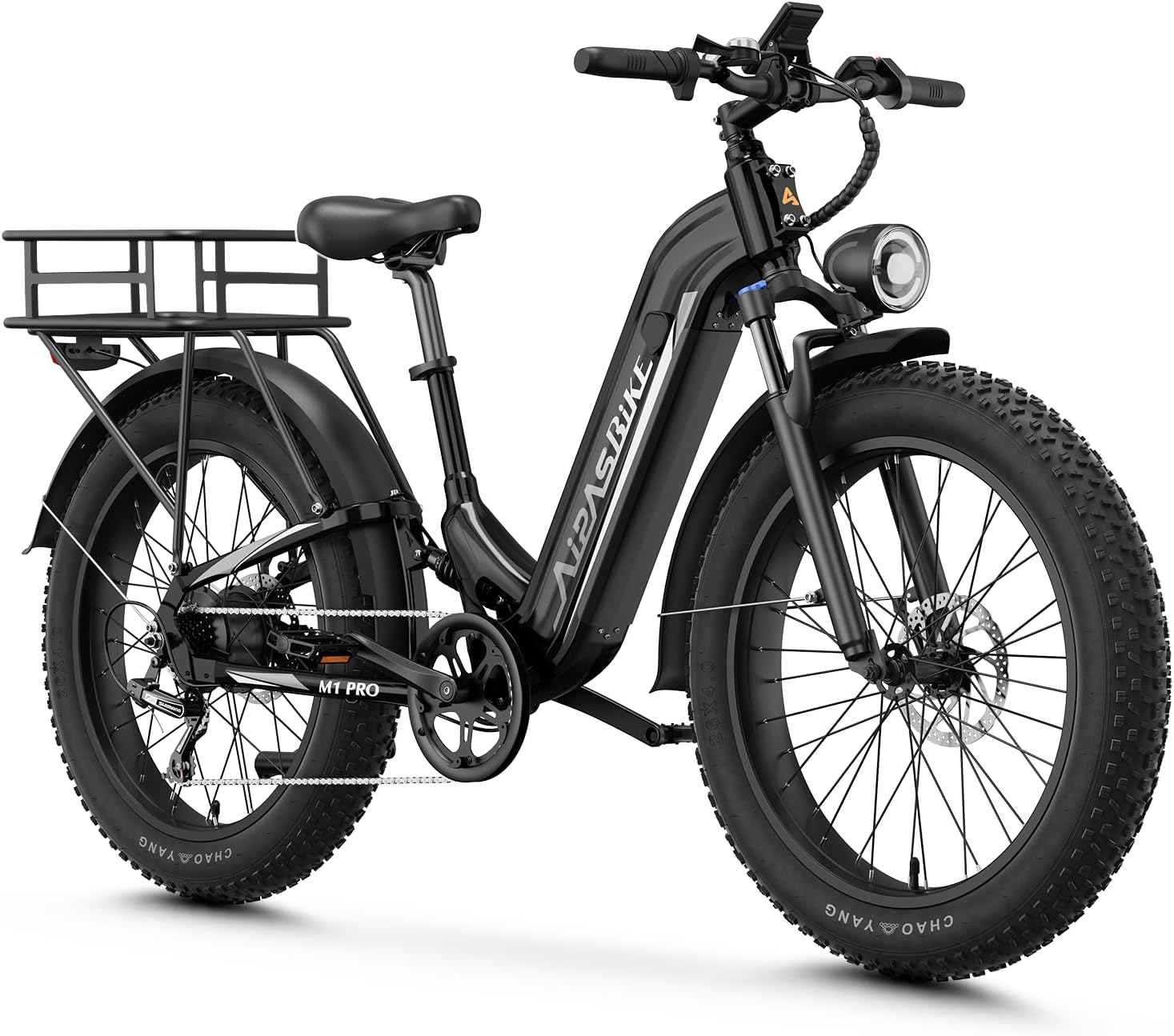 Aipas M1 Pro Electric Bike, 1800W Peak Motor Electric Bike for Adults, 48V 17.5Ah, 26'' x 4.0'' Fat Tire Electric Mountain Bike, Ebike with 85 Miles, 36MPH, 7 Speed 110Nm and Dual Suspension