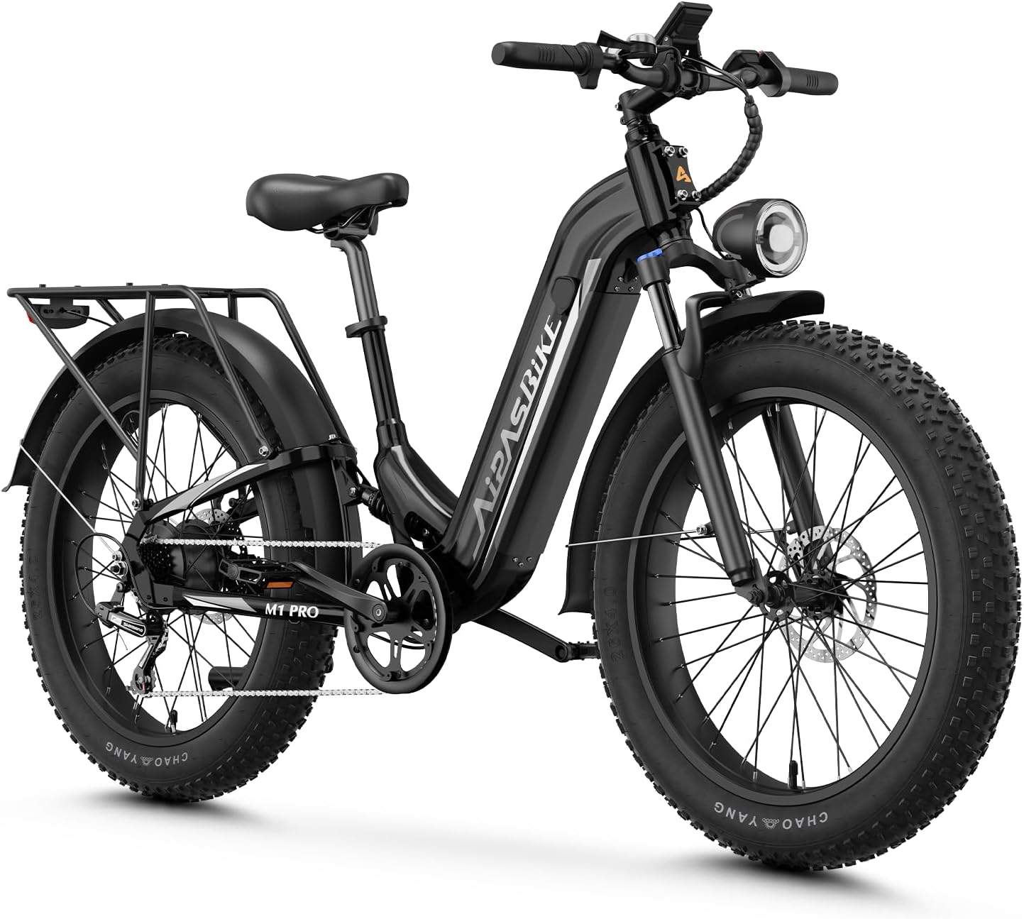 Aipas M1 Pro Electric Bike, 1800W Peak Motor Electric Bike for Adults, 48V 17.5Ah, 26'' x 4.0'' Fat Tire Electric Mountain Bike, Ebike with 85 Miles, 36MPH, 7 Speed 110Nm and Dual Suspension