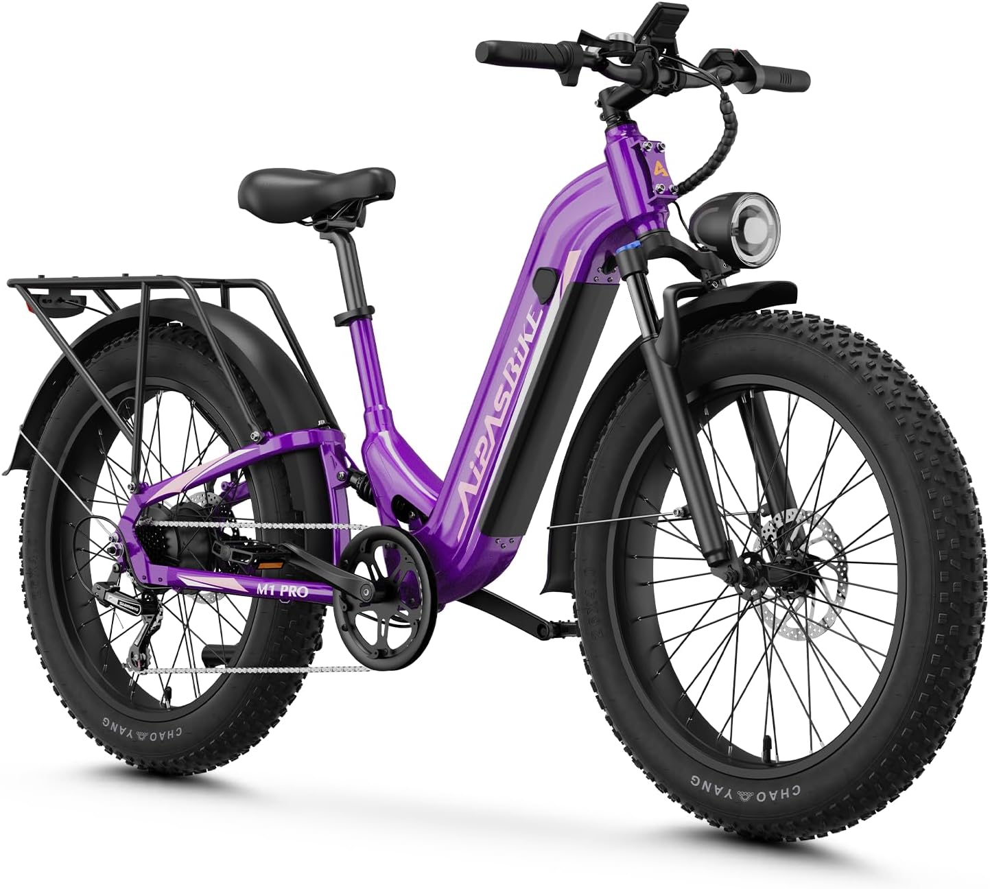 Aipas M1 Pro Electric Bike, 1800W Peak Motor Electric Bike for Adults, 48V 17.5Ah, 26'' x 4.0'' Fat Tire Electric Mountain Bike, Ebike with 85 Miles, 36MPH, 7 Speed 110Nm and Dual Suspension