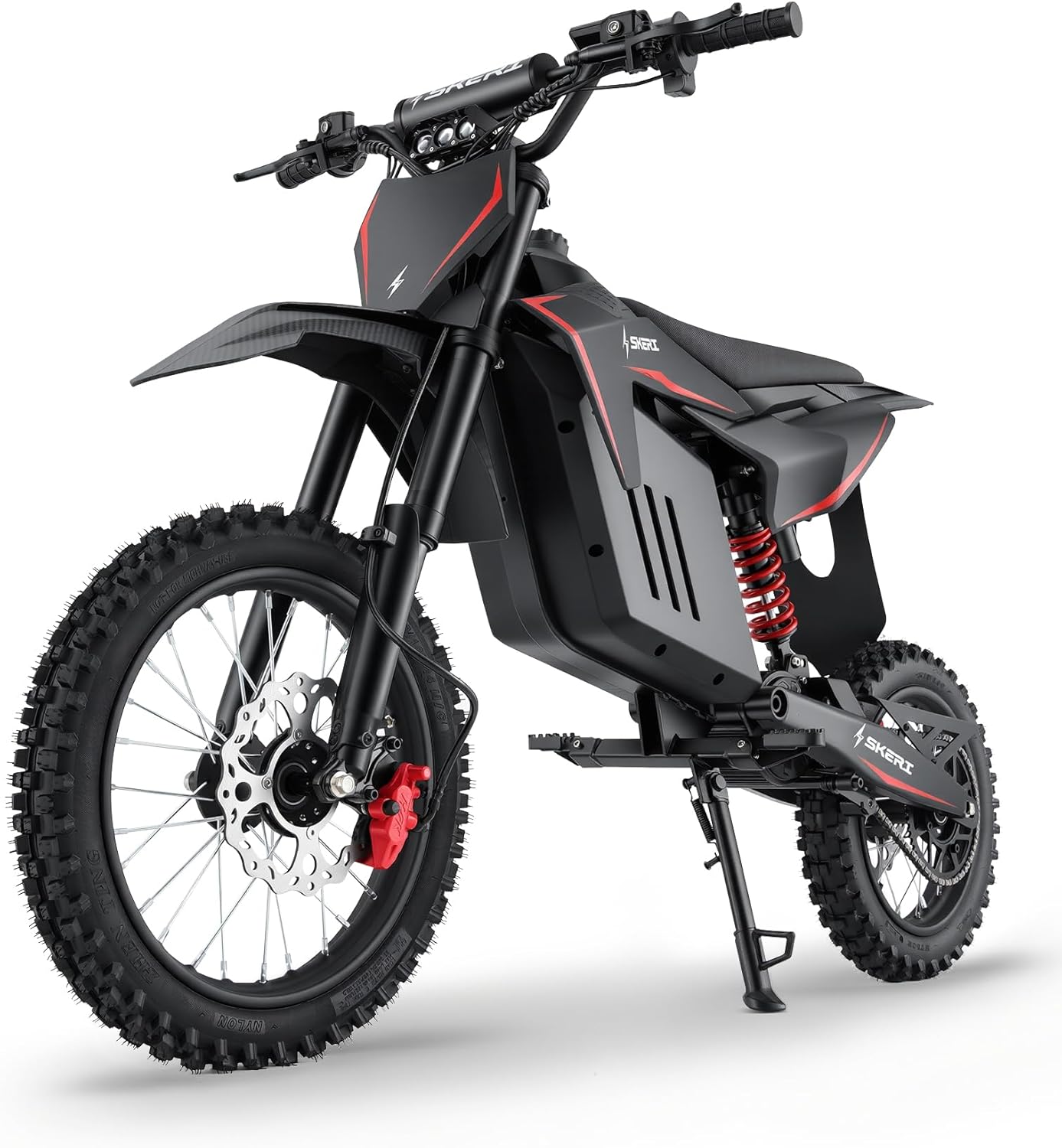 Skeri Electric Dirt Bike, 3200W Mid-Drive Motor E Bike with 48V 21AH Battery, 37MPH Top Speed, 14" & 12" Tires, Hydraulic Brakes & Dual Suspension, IPX5 Waterproof Off-Road E Dirt Bike for Age 13+