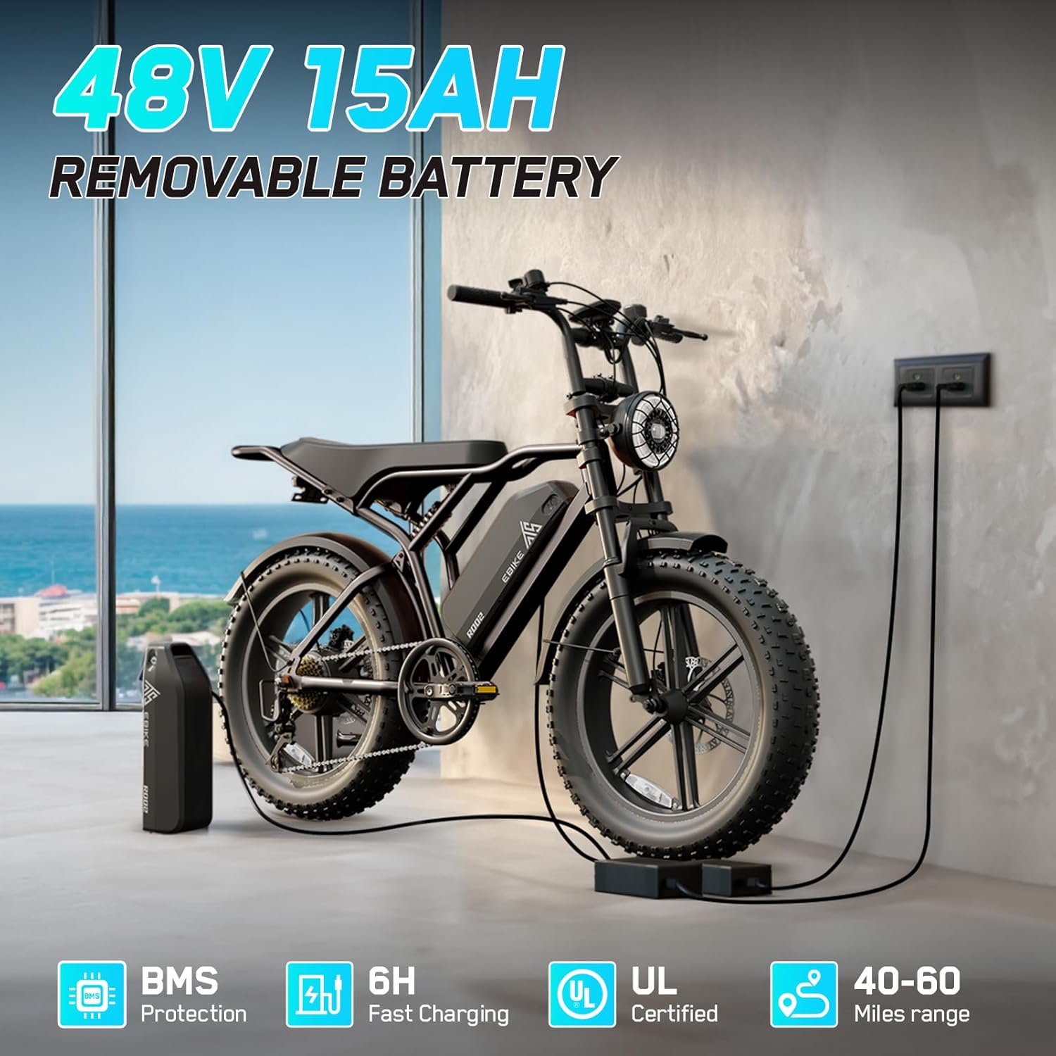 TST Electric Bike for Adults, 1500W Peak Motor 28 MPH 60/100 Miles Fat Tire Ebike with 48V 15Ah/25Ah Removable Battery, 20" Electric Dirt Bike Hydraulic Suspension and 7-Speed