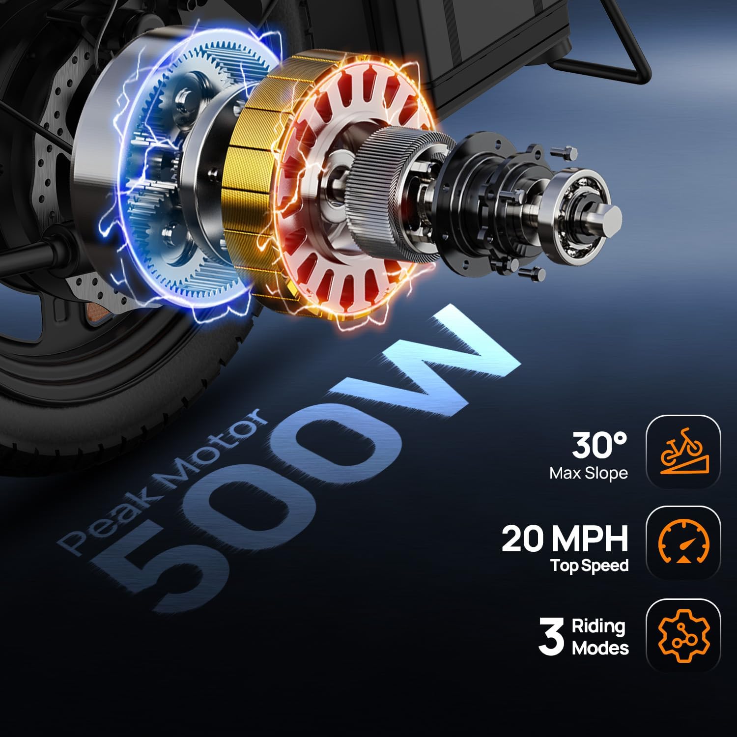 URLIFE Electric Bike for Adults, 14" Folding Electric Bike, 500W Peak Motor, 48V 375Wh Removable Battery, 20MPH, 40 Miles Long Range, Mini E Bikes for Adults and Teens, UL Certification