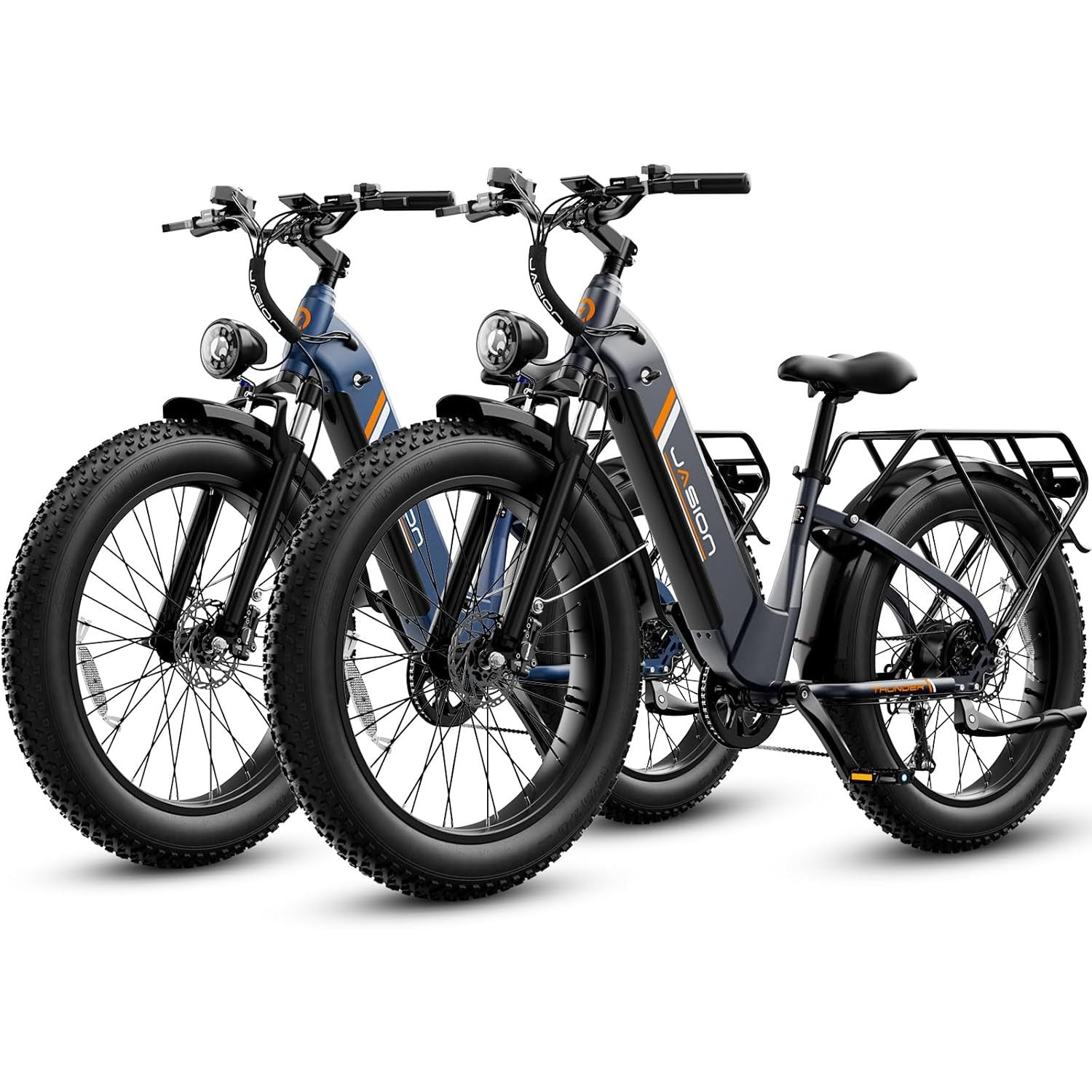 Jasion Thunder Electric Bike, 1500W Peak Motor, 30+MPH Max Speed & 80 Miles with 864Wh Removable Battery, APP Control Ebike for Adults, Hydraulic Brakes, Front Suspension, 26'' x 4'' Fat Tire Bicycles