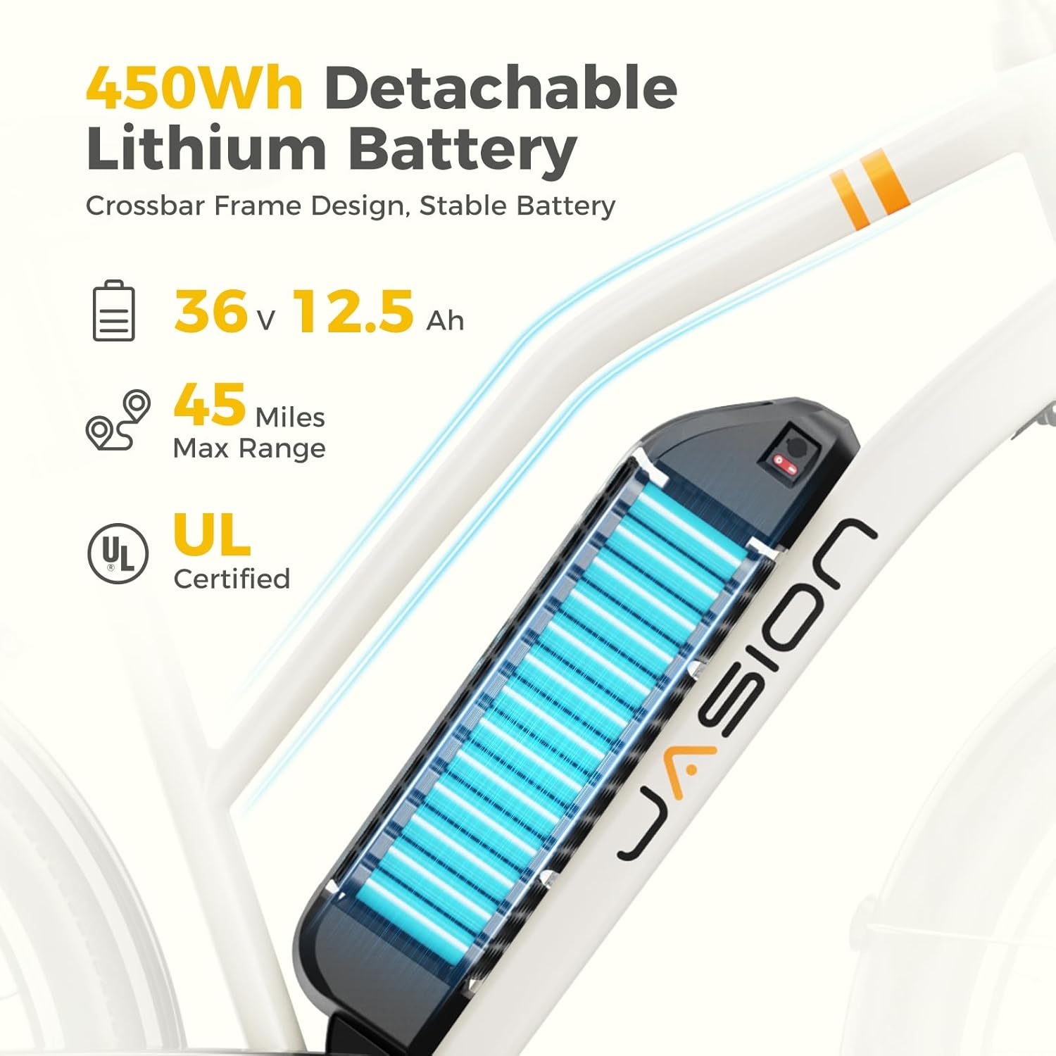 Jasion CB1 Electric Bike for Adults, 1000W Motor Peak Ebike, 450Wh Removeable Battery, 26'' City Cruiser Bicycle, 22 MPH Commuter Women Ebike, 7-Speed Gear