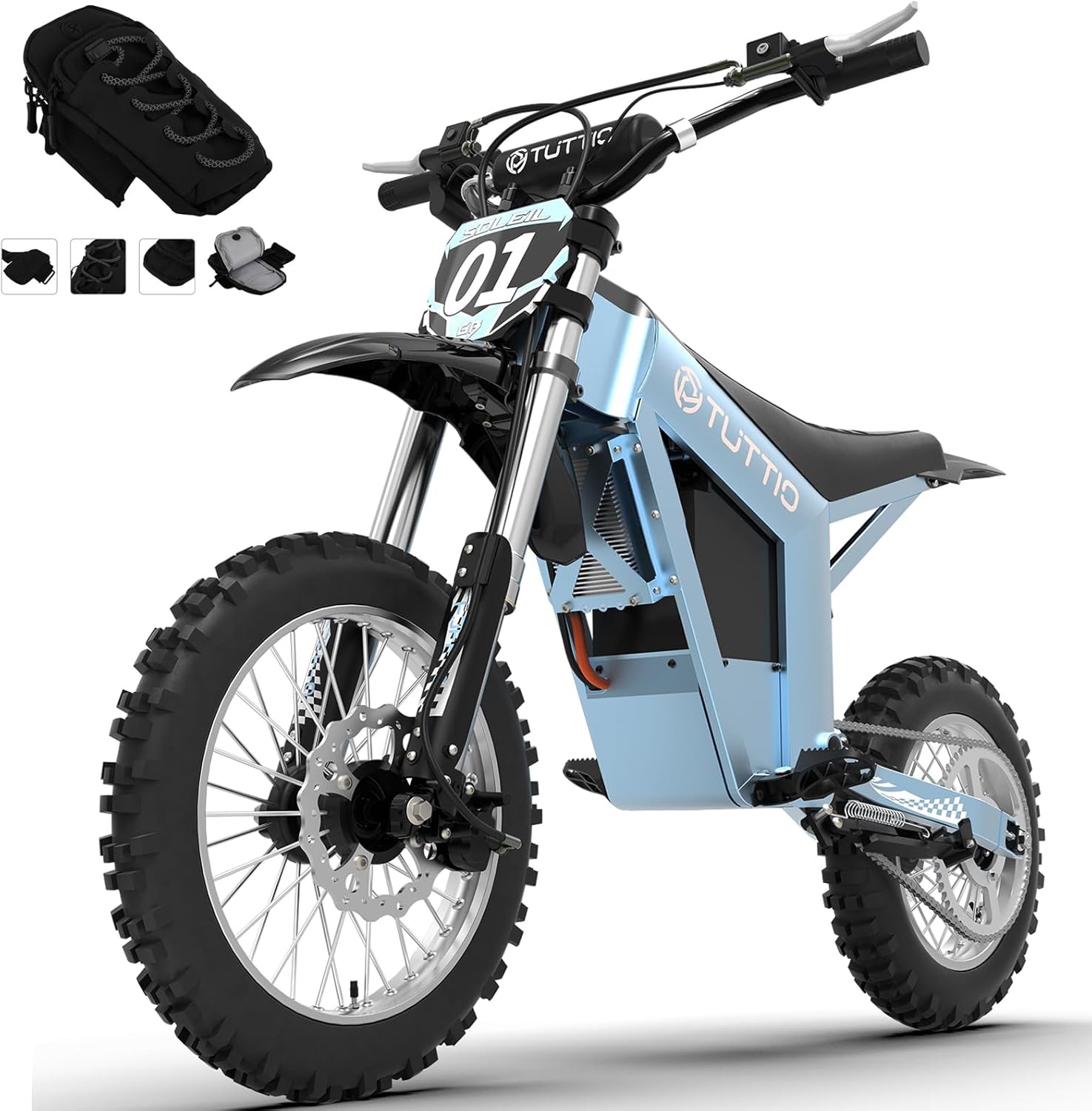 Tuttio Soleil01-GB E-Dirt-Bike - Peak 3000W 37MPH Electric-Bike with 48V 21Ah Battery, 14"/12" Fat Tire Electric Motocycle, Off-Road Ebike for Adults-Teens-Boys-Girls Age 13+ (USA Warehouse)