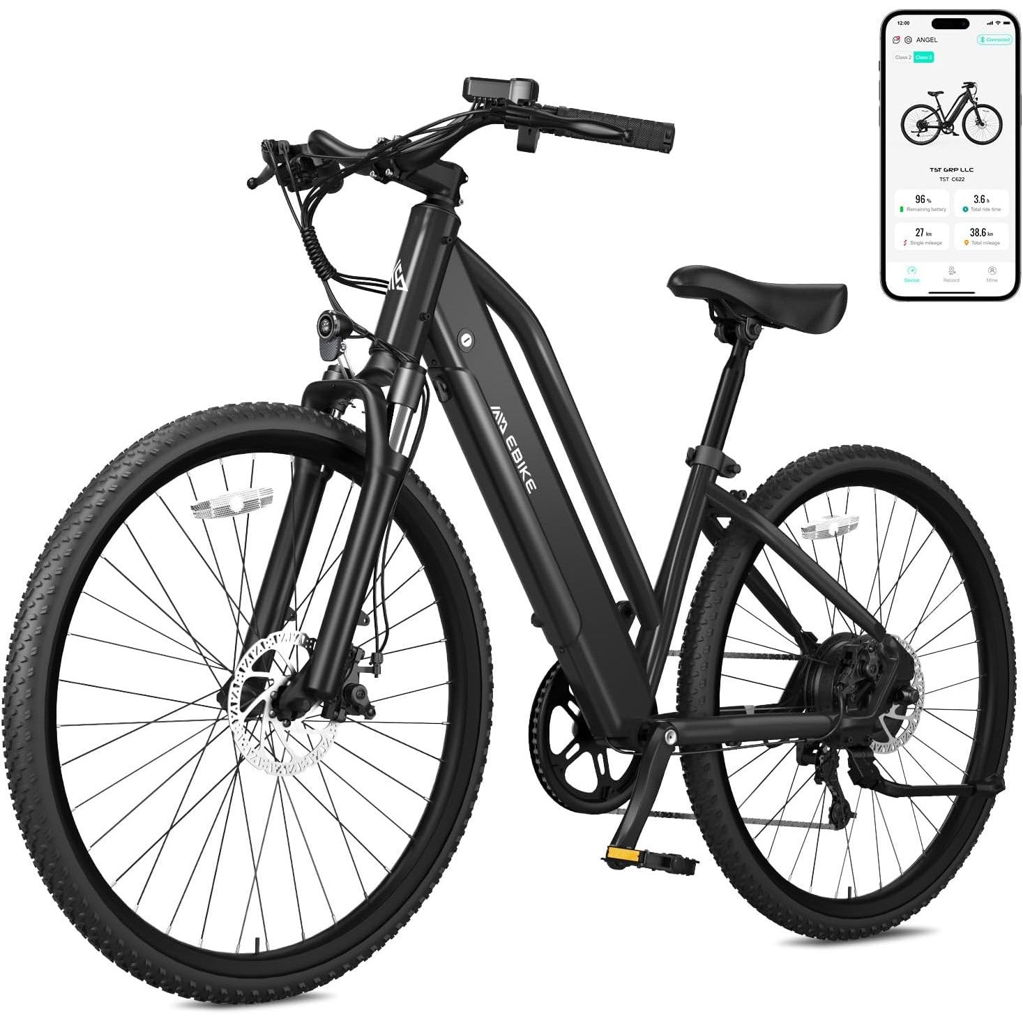 TST Electric Bike for Adults with Peak 750W Motor, 36V/7.8 Ah Removable Built-in Battery, 40Miles 25MPH City E Bike,7-Speed 26" Electric Bicycle for Commute