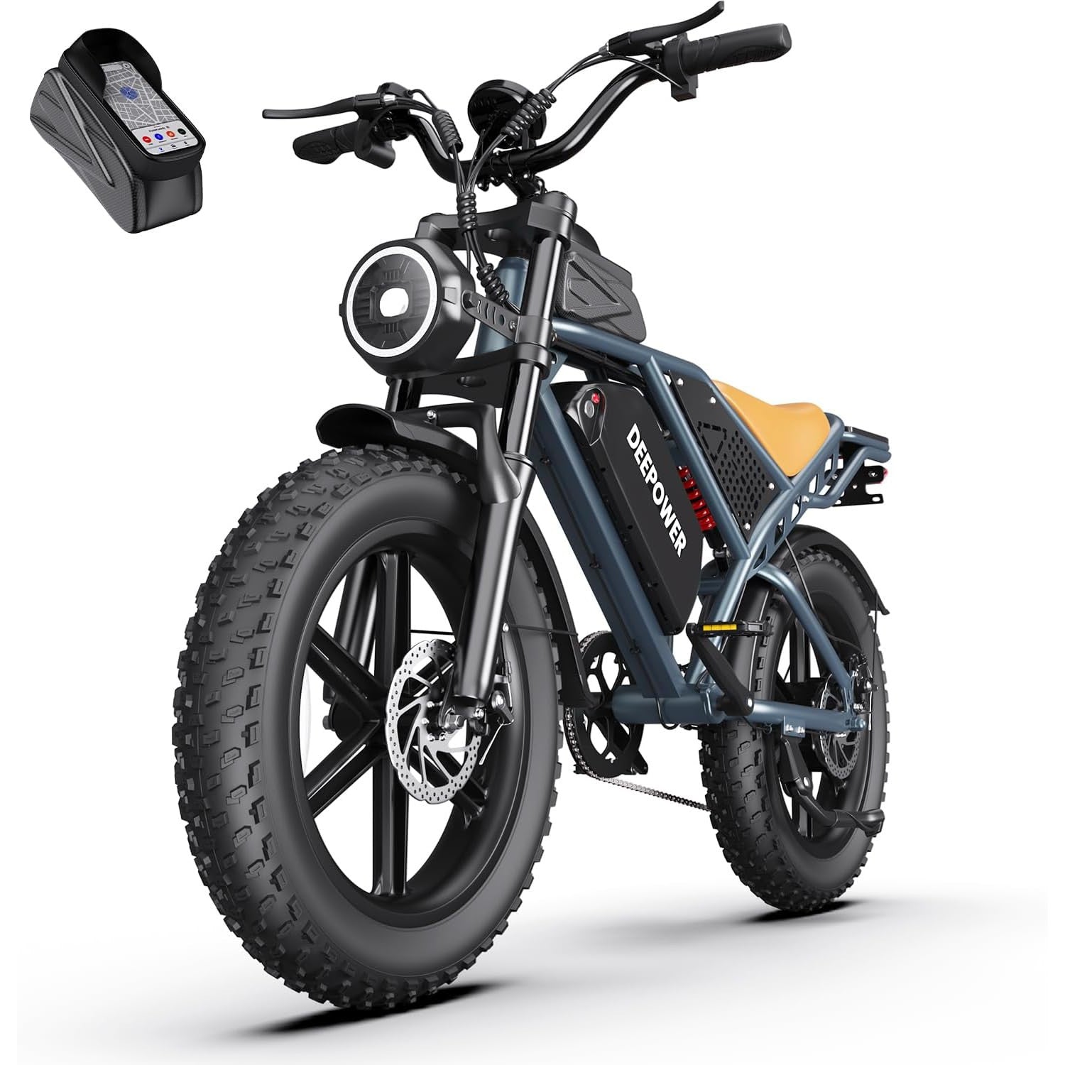 DEEPOWER Electric Bike for Adults,1500W/3500W Peak Motor 30MPH 35-180 Miles Electric Dirt Bike,Dual Suspension Ebikes for Adults, 20" Fat Tire E Bike with 624-2880Wh Battery,UL 2849 Tested