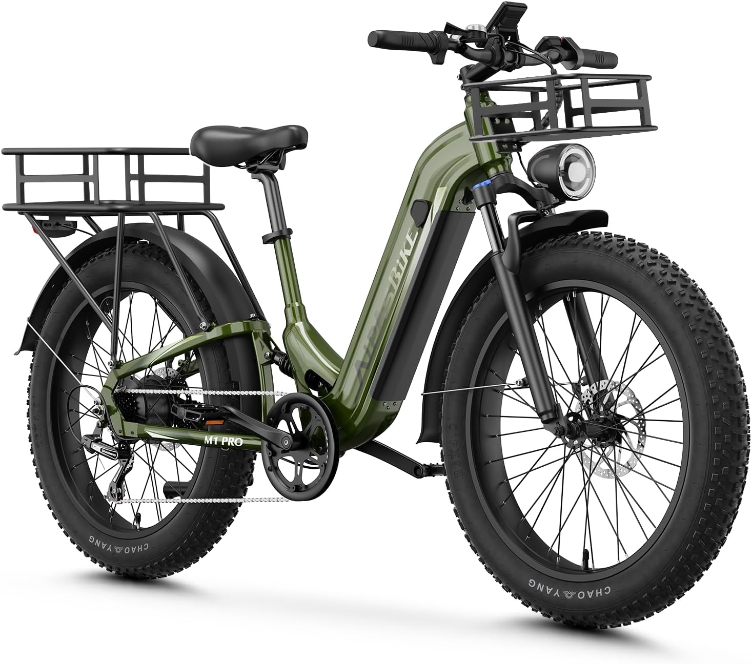 Aipas M1 Pro Electric Bike, 1800W Peak Motor Electric Bike for Adults, 48V 17.5Ah, 26'' x 4.0'' Fat Tire Electric Mountain Bike, Ebike with 85 Miles, 36MPH, 7 Speed 110Nm and Dual Suspension