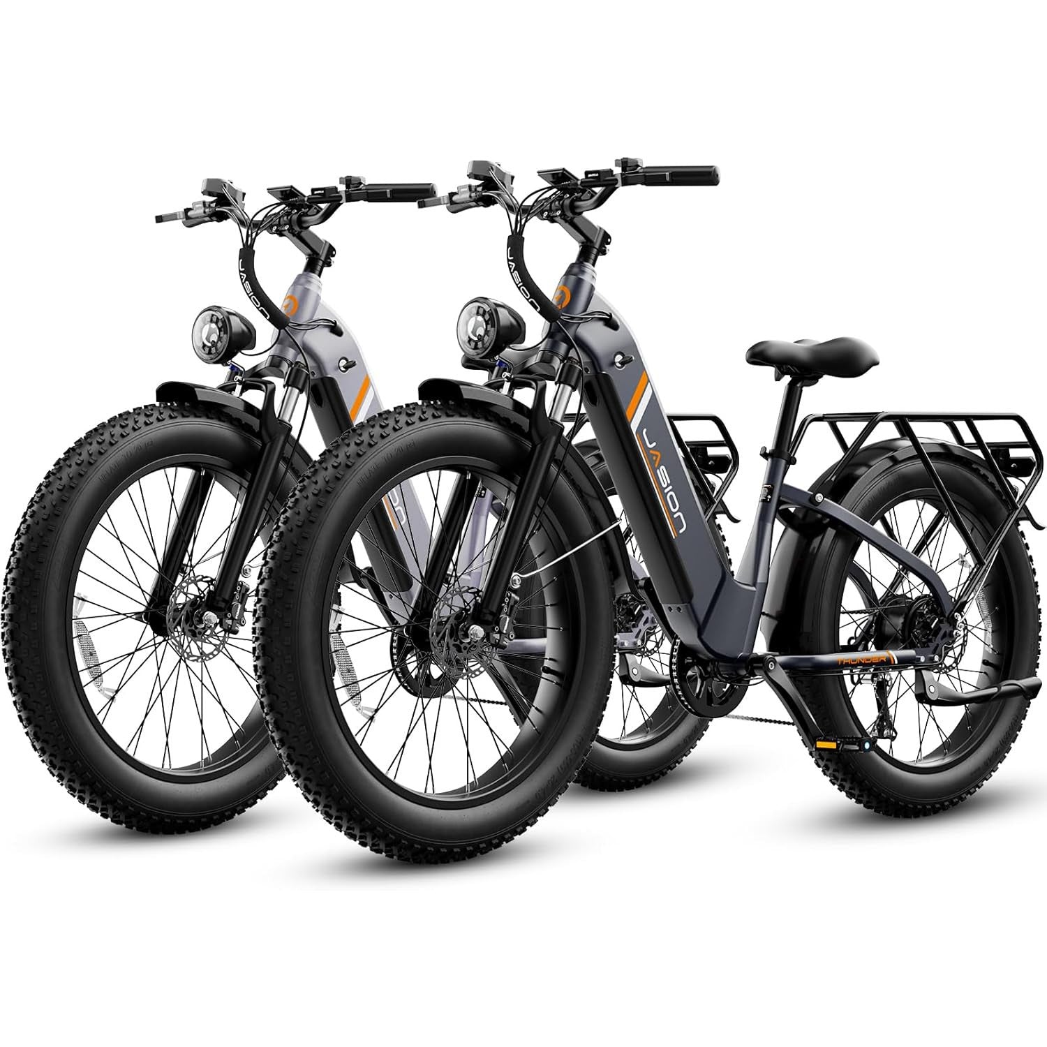 Jasion Thunder Electric Bike, 1500W Peak Motor, 30+MPH Max Speed & 80 Miles with 864Wh Removable Battery, APP Control Ebike for Adults, Hydraulic Brakes, Front Suspension, 26'' x 4'' Fat Tire Bicycles