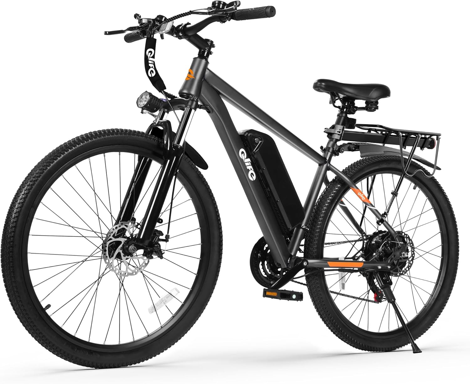 Qlife Racer Electric Bike for Adults - 21-Speed Mountain Lightweight Ebike with Peak 1000W/750W 25MPH/22MPH Brushless Motor, 375Wh Removable Battery, 26X2.1 Tire Step Over E-MTB, Up to 40 Miles