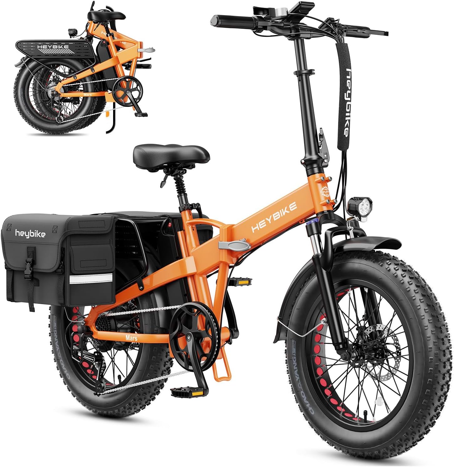 Heybike Mars 2.0 Foldable Electric Bike Adults 32Mph, APP Control E-Bike with 1800W Peak Motor, 20'' Large Fat Tire Ebike, 60+Miles Range with 624WH Removable Battery UL Certified, Full Suspension