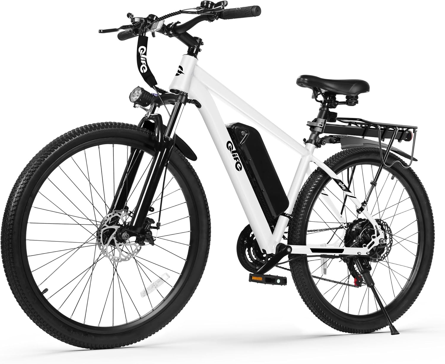Qlife Racer Electric Bike for Adults - 21-Speed Mountain Lightweight Ebike with Peak 1000W/750W 25MPH/22MPH Brushless Motor, 375Wh Removable Battery, 26X2.1 Tire Step Over E-MTB, Up to 40 Miles