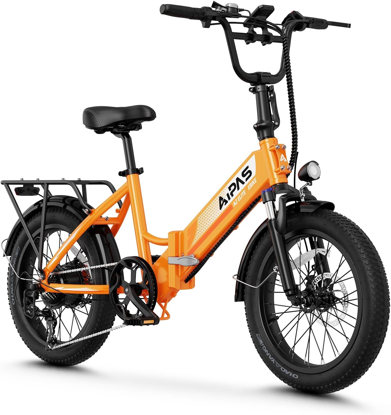 Aipas A2 Folding Electric Bike, 20'' Fat Tire Electric Bike with 750W Peak Motor, 48V 12.8Ah Removable Battery, 28MPH Max Speed, 62 Mile Range, Step-Through Frame and 7-Speed