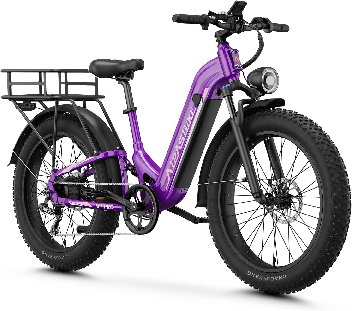 Aipas M1 Pro Electric Bike, 1800W Peak Motor Electric Bike for Adults, 48V 17.5Ah, 26'' x 4.0'' Fat Tire Electric Mountain Bike, Ebike with 85 Miles, 36MPH, 7 Speed 110Nm and Dual Suspension