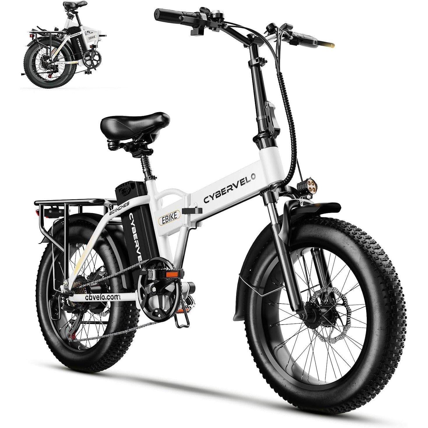 1000W Folding Electric Bike, 48V 20.8AH Large Removable Battery E-Bike, 30+MPH, 80 Miles Max Range, 20" Fat Tire Electric Bike for Adults, Adult Electric Bicycles for Commute