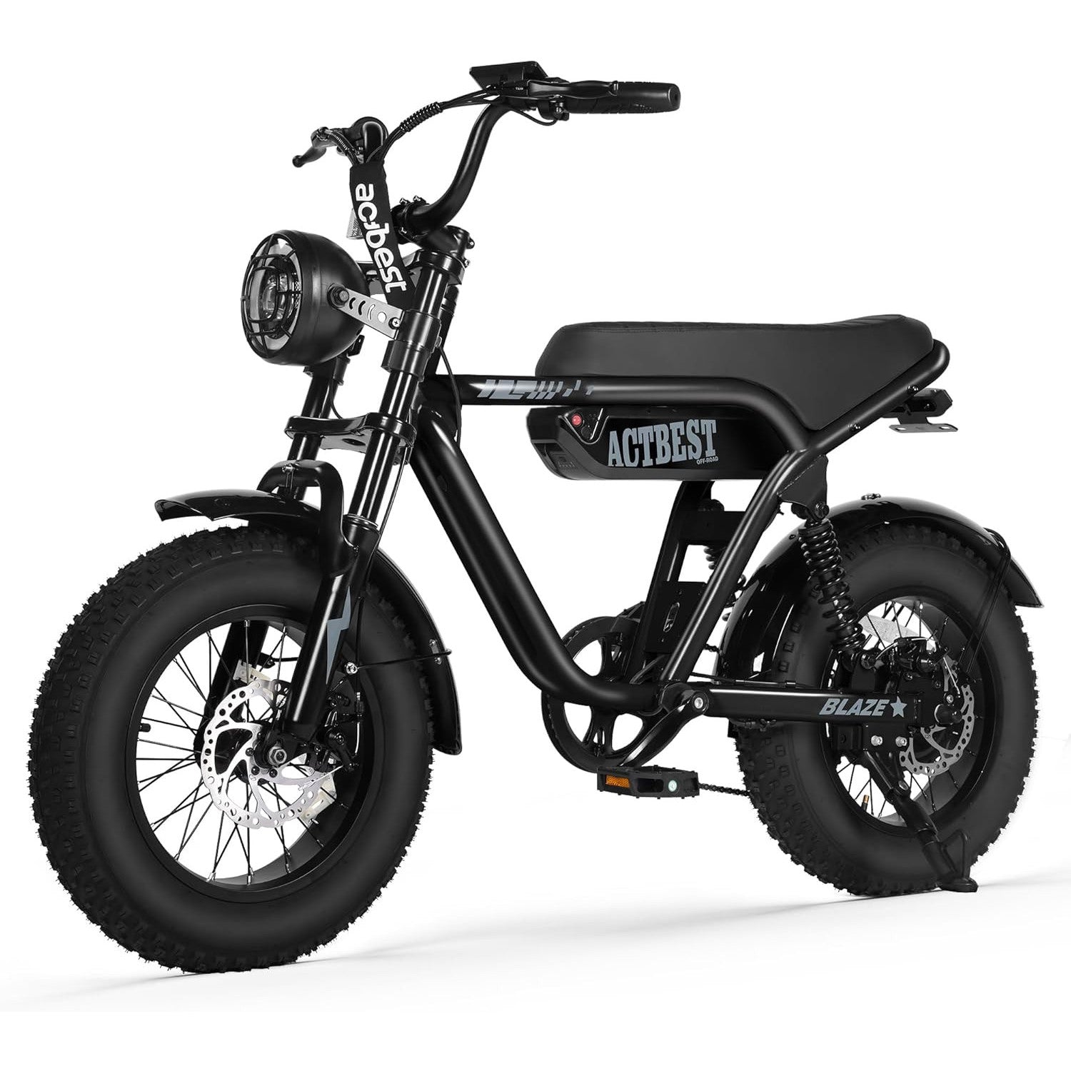 ACTBEST Blaze 16"/20" Fat Tire Electric Bike for Adults/Teens, 1200W/1500W Peak Motor, 25MPH/28MPH & 55-75 Miles Long Range, UL2849 Certified, Full Suspension All-Terrain eBike for Mountain,Snow,Sand