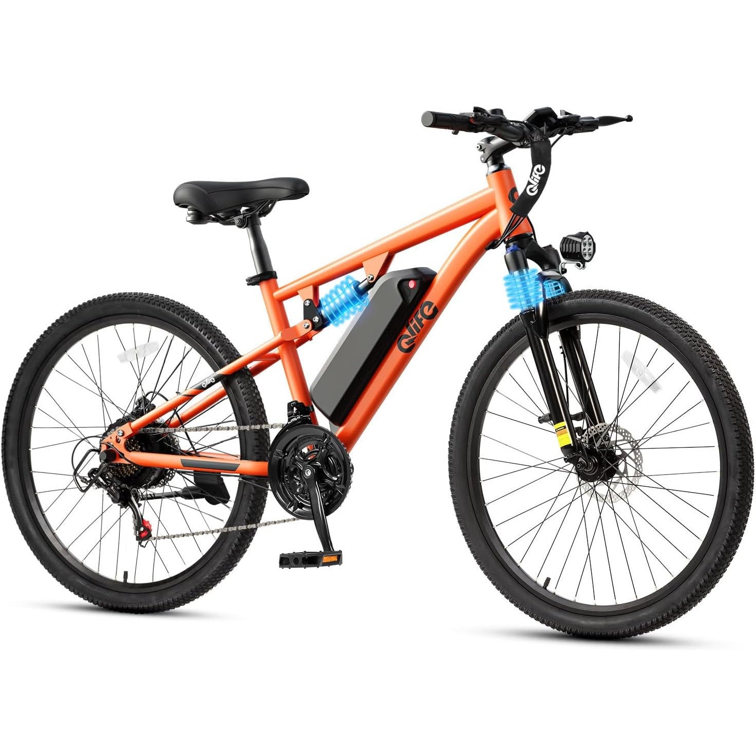 Qlife Racer Electric Bike for Adults - 21-Speed Mountain Lightweight Ebike with Peak 1000W/750W 25MPH/22MPH Brushless Motor, 375Wh Removable Battery, 26X2.1 Tire Step Over E-MTB, Up to 40 Miles