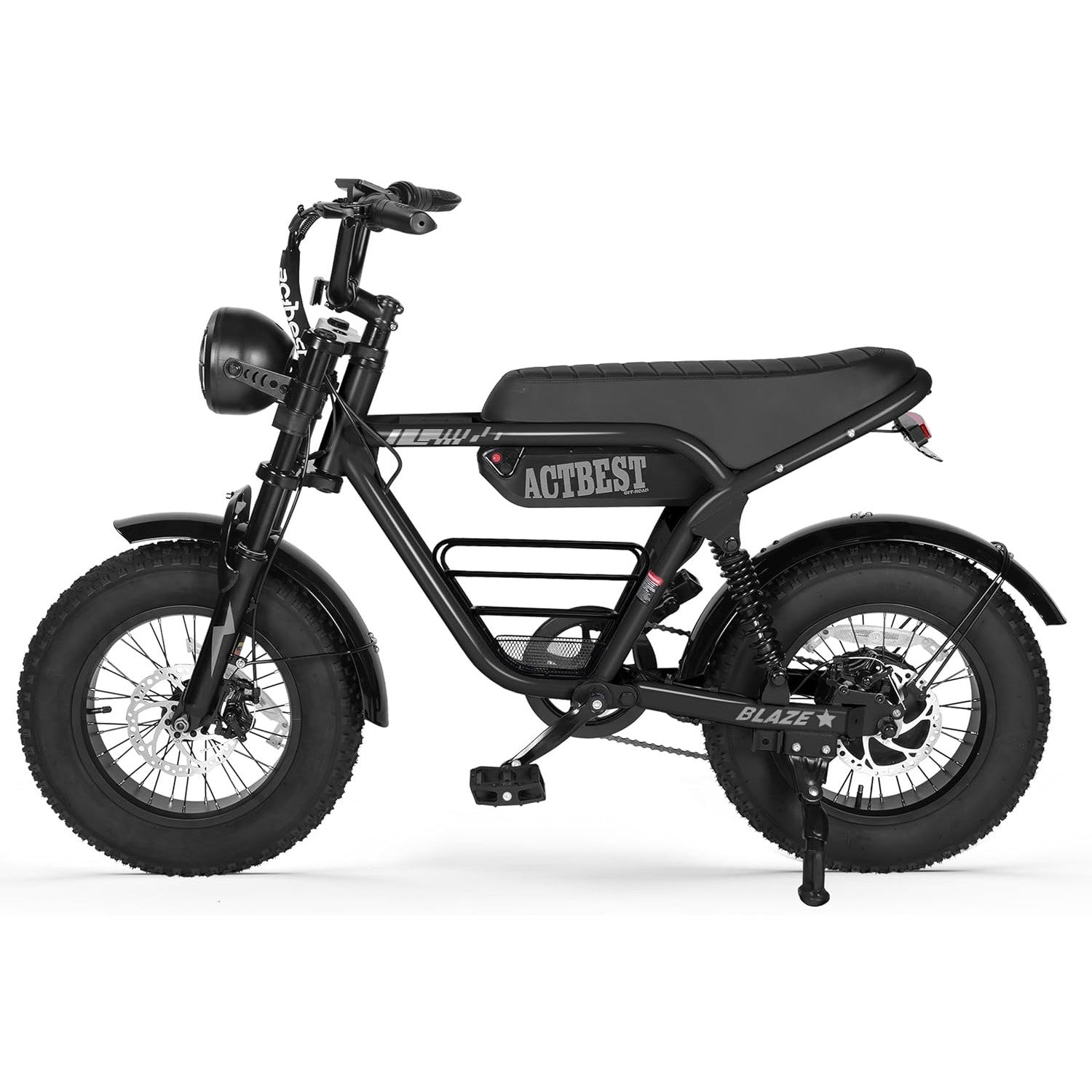 ACTBEST Blaze 16"/20" Fat Tire Electric Bike for Adults/Teens, 1200W/1500W Peak Motor, 25MPH/28MPH & 55-75 Miles Long Range, UL2849 Certified, Full Suspension All-Terrain eBike for Mountain,Snow,Sand