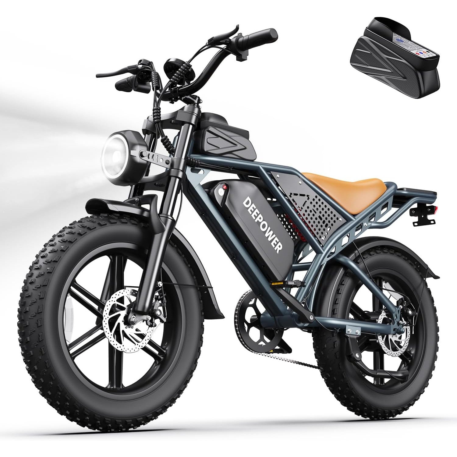 DEEPOWER Electric Bike for Adults,1500W/3500W Peak Motor 30MPH 35-180 Miles Electric Dirt Bike,Dual Suspension Ebikes for Adults, 20" Fat Tire E Bike with 624-2880Wh Battery,UL 2849 Tested