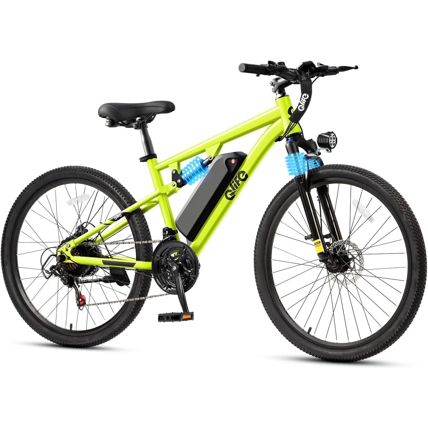 Qlife Racer Electric Bike for Adults - 21-Speed Mountain Lightweight Ebike with Peak 1000W/750W 25MPH/22MPH Brushless Motor, 375Wh Removable Battery, 26X2.1 Tire Step Over E-MTB, Up to 40 Miles