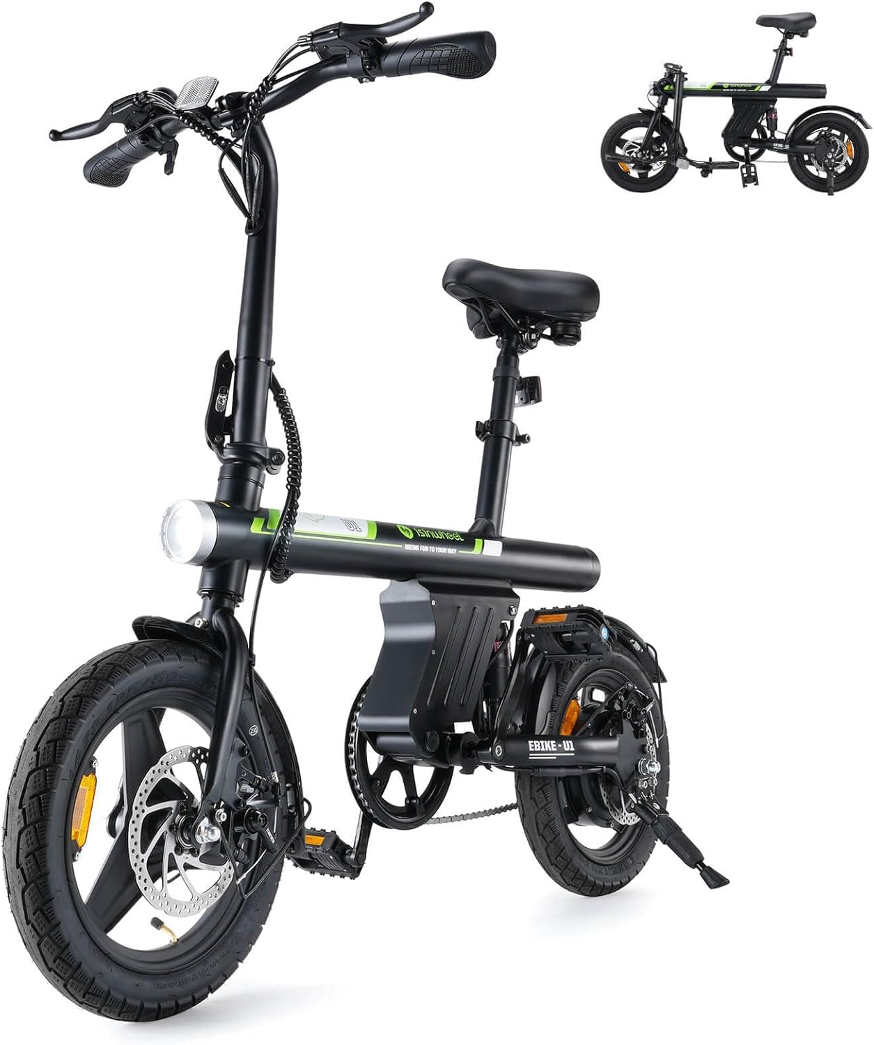 isinwheel Electric Bike for Adult 500W Motor, 20 mph Folding Ebike