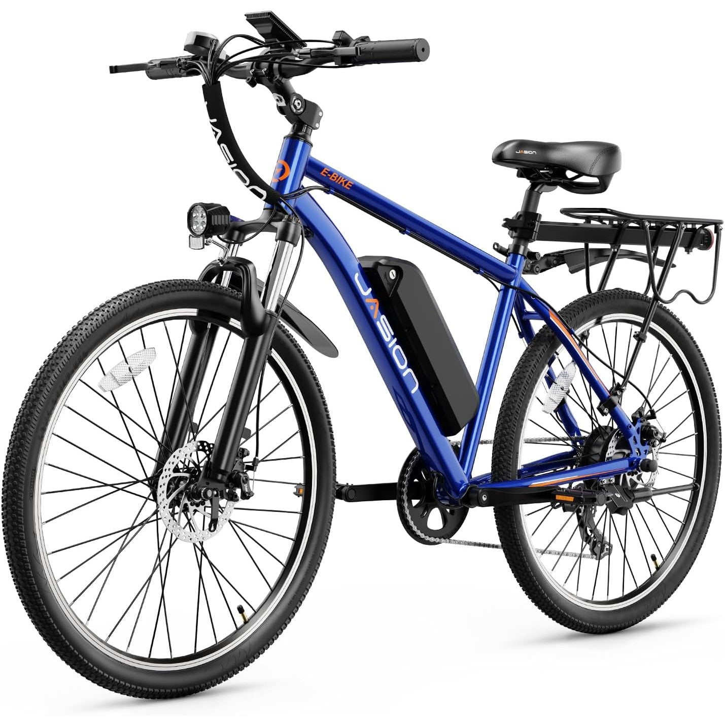 Jasion EB5 Electric Bike for Adults with Peak 750W Brushless Motor, 40Miles 20MPH Commuting Electric Mountain Bike with 360Wh Removable Battery, 7-Speed, 26" Tires and Front Fork Suspension
