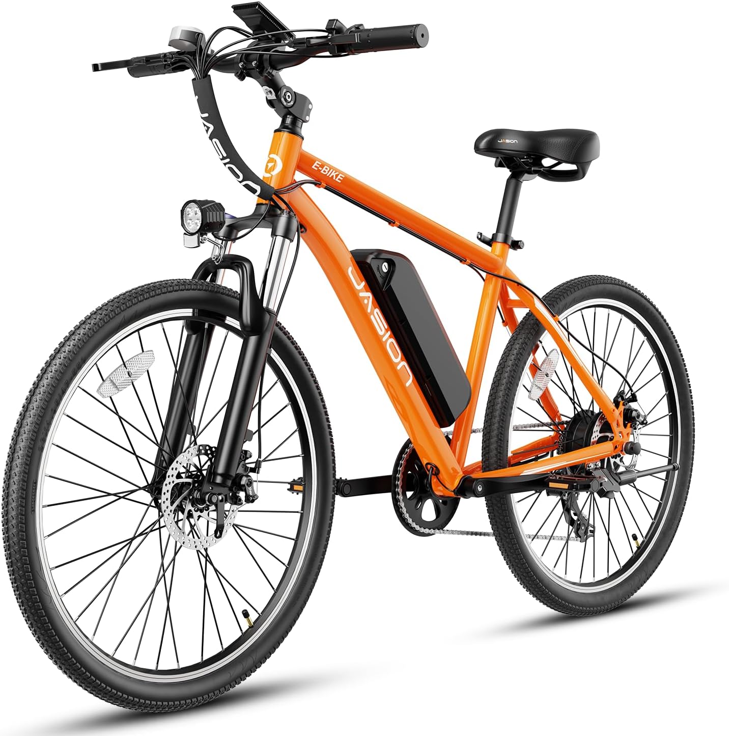 Jasion EB5 Electric Bike for Adults with Peak 750W Brushless Motor, 40Miles 20MPH Commuting Electric Mountain Bike with 360Wh Removable Battery, 7-Speed, 26" Tires and Front Fork Suspension
