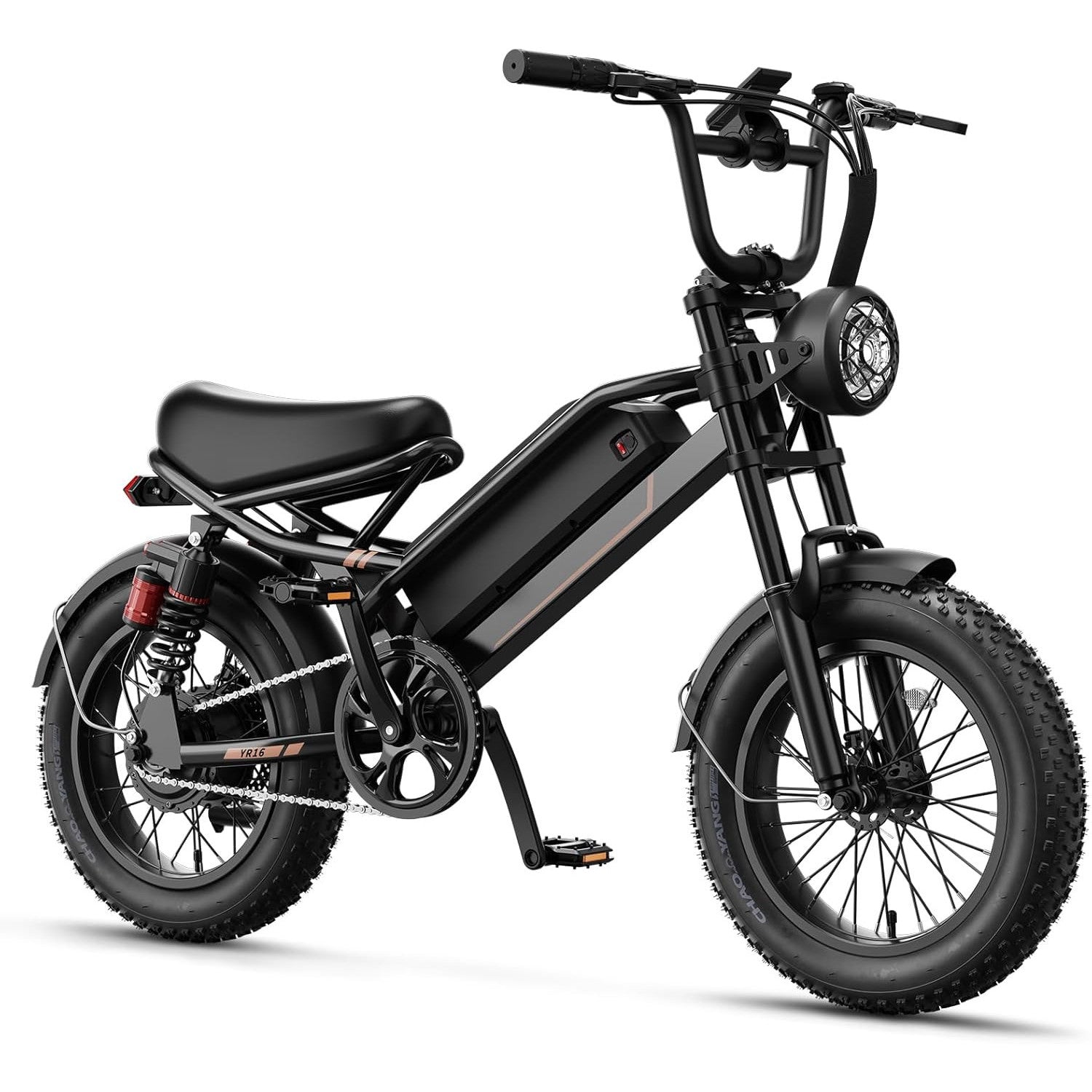 Jasion YR16 Electric Bike for Adults Teens, Peak 1000W Electric Bicycle, 48V 12.5AH Battery Dirt Bike with Dual Suspension & Cruise Control, 16" Fat Tire 55 Miles Moped EBike Fit Teenagers & Adults