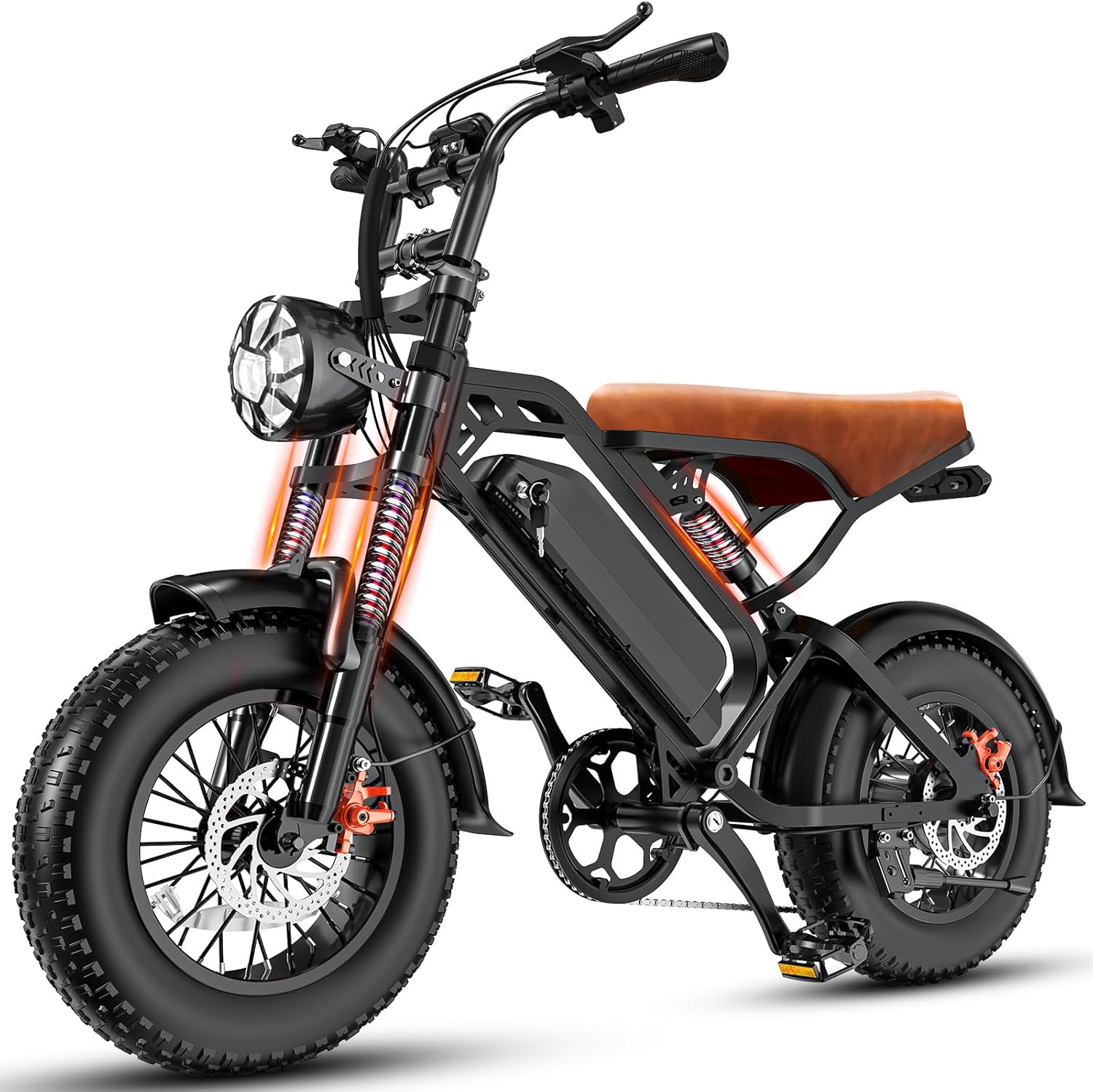 Retro-Style Electric Bicycle for Adults, 1200W Peak Power, 28MPH, 48V 18Ah Removable Battery, 35-Mile Range, 500LBS Load, All-Terrain Fat Tire e-Bike
