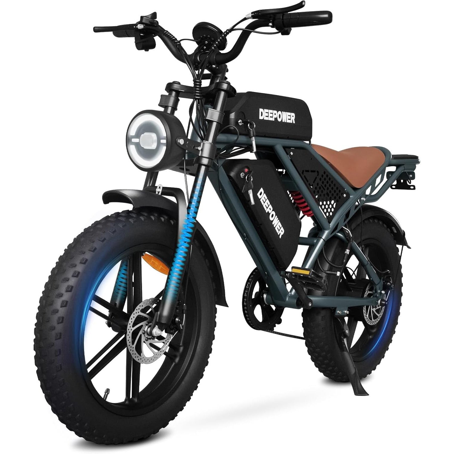 Electric Bike for Adults 1500W Peak 20" Fat Tire EBike,30-160 Miles 30MPH Dual Suspension Electric Motorcycle,48V 20/35/60AH Battery Powered Dirt Bike