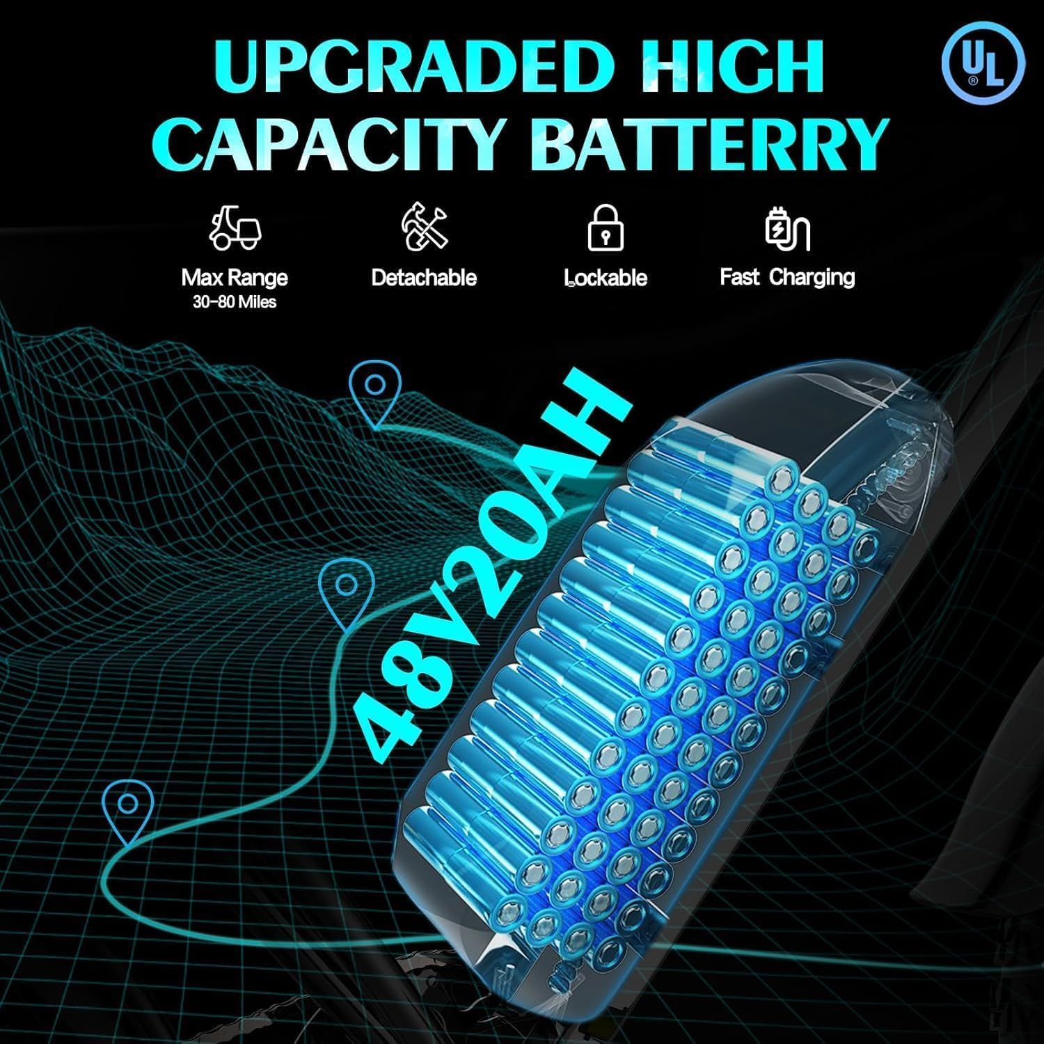 Electric Bike for Adults Q20, 2000/1500W, 37/30MPH,52V 40AH,48V/20AH E-Bike,30-180 Miles Electric Motorcycle, 20" Fat Tire Dirt Bike, UL2849 All Terrain for Mountains, Snow, Sand, Road