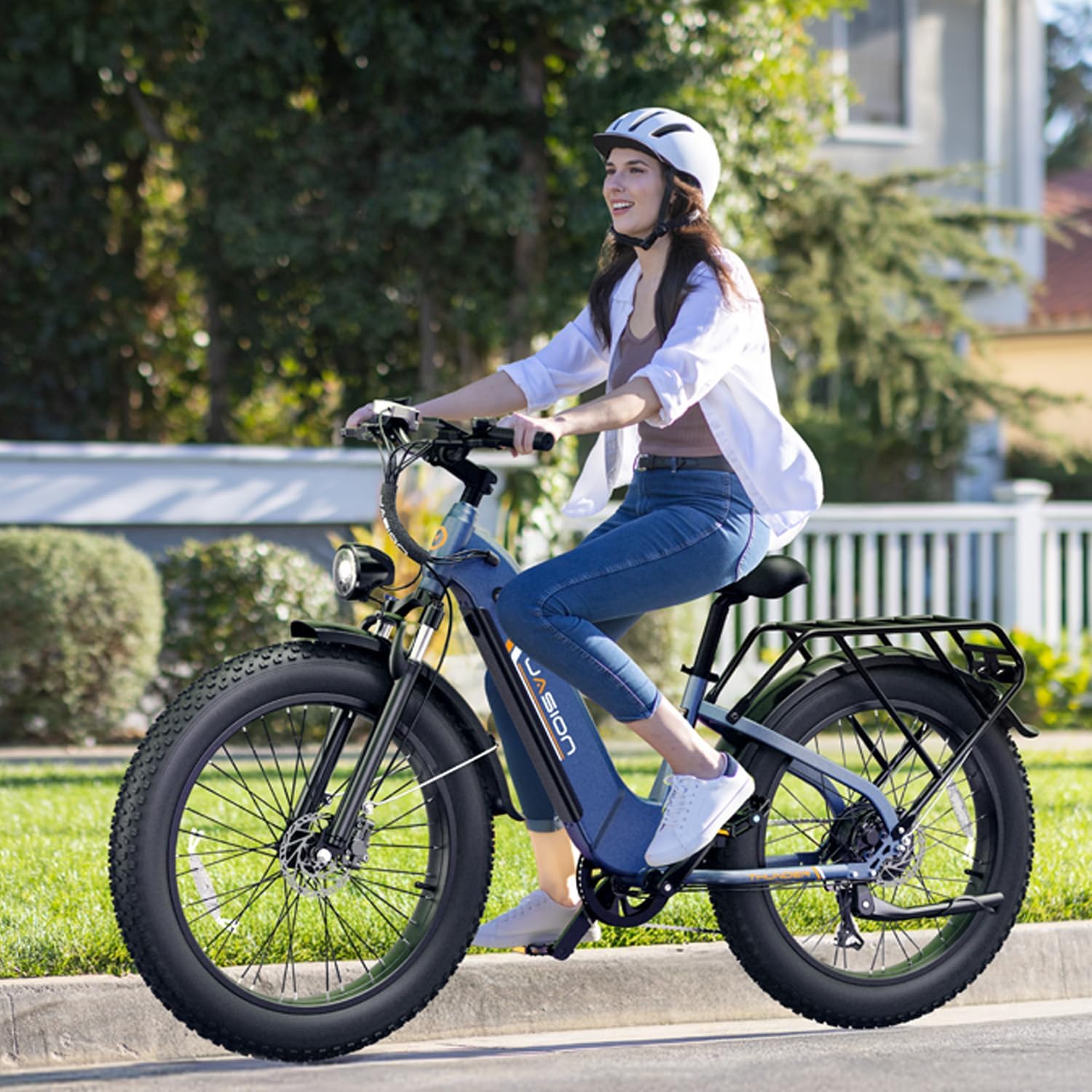 Jasion Thunder Electric Bike, 1500W Peak Motor, 30+MPH Max Speed & 80 Miles with 864Wh Removable Battery, APP Control Ebike for Adults, Hydraulic Brakes, Front Suspension, 26'' x 4'' Fat Tire Bicycles