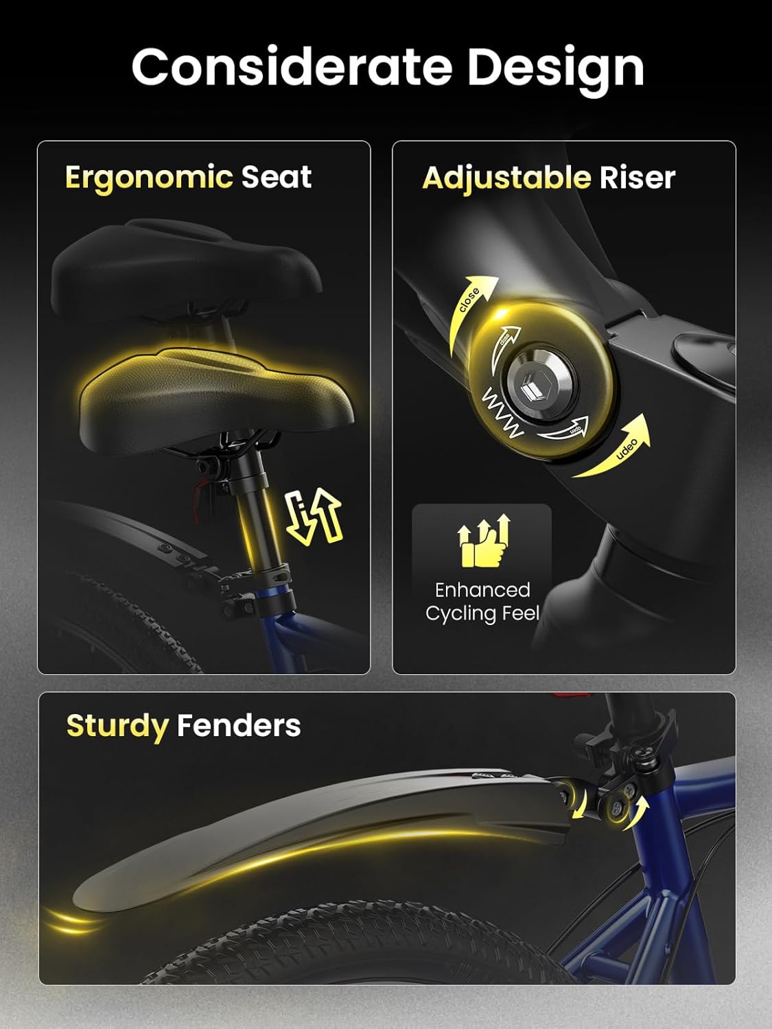 Jasion Electric Mountain Bike for Adults with 1200W Peak Motor, 28MPH Max Speed Ebike with 480Wh Removable Battery, 50 Miles Range, 27.5" Tires Electric Mountain Bike, 7-Speed, Front Suspension