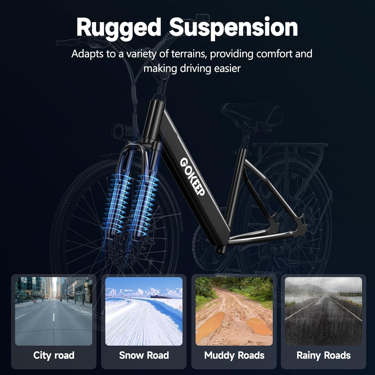 Electric Bike for Adults,1000W Peak Power,Up to 75 Miles 28MPH,26" Electric Mountain Bike with 499Wh Removable Battery,7-Speed,Adjustable Stem and Front Fork Suspension