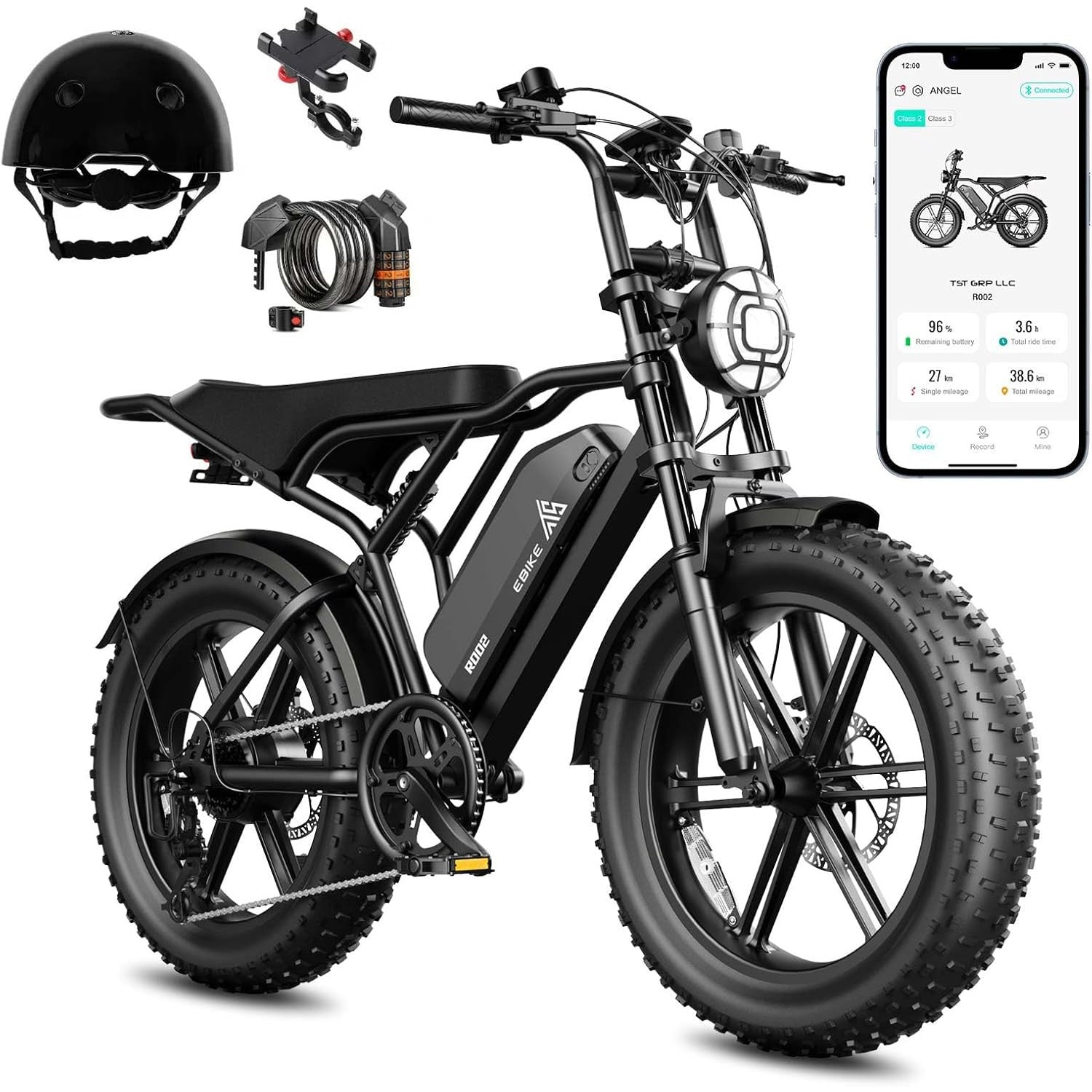 TST Electric Bike for Adults, 1500W Peak Motor 28 MPH 60/100 Miles Fat Tire Ebike with 48V 15Ah/25Ah Removable Battery, 20" Electric Dirt Bike Hydraulic Suspension and 7-Speed