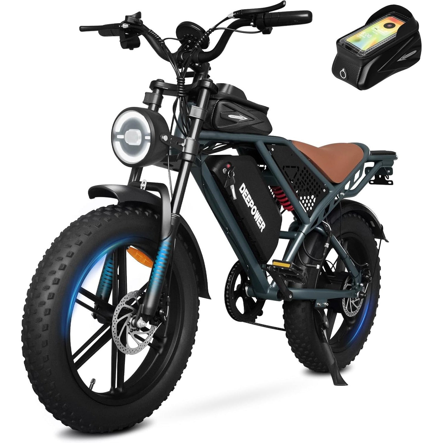 Electric Bike for Adults 1500W Peak 20" Fat Tire EBike,30-160 Miles 30MPH Dual Suspension Electric Motorcycle,48V 20/35/60AH Battery Powered Dirt Bike