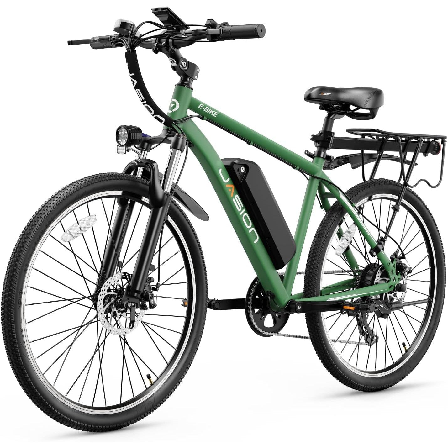 Jasion EB5 Electric Bike for Adults with Peak 750W Brushless Motor, 40Miles 20MPH Commuting Electric Mountain Bike with 360Wh Removable Battery, 7-Speed, 26" Tires and Front Fork Suspension