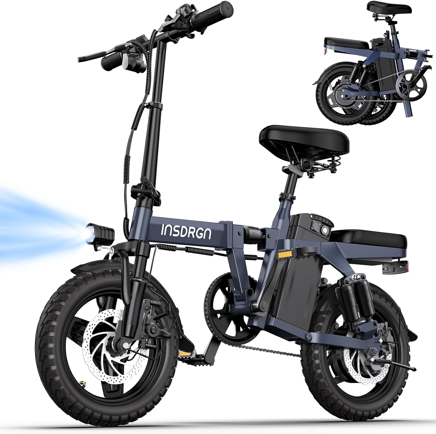 Electric Bike for Adults,14" Folding Adult E Bike with 500W Motor,20 mph,28 Miles Range,Advanced 9-Point Suspension & Pro-Level 44.99% Brake Ratio,Removable Battery,UL 2849 Certified