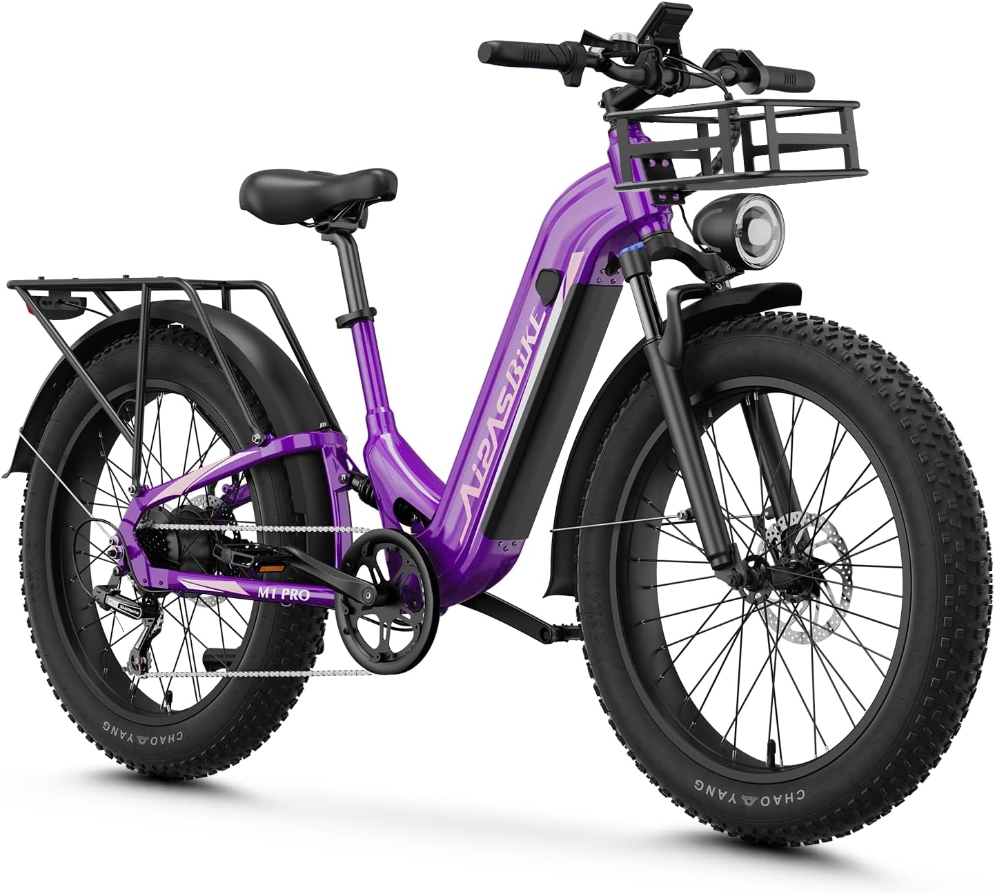 Aipas M1 Pro Electric Bike, 1800W Peak Motor Electric Bike for Adults, 48V 17.5Ah, 26'' x 4.0'' Fat Tire Electric Mountain Bike, Ebike with 85 Miles, 36MPH, 7 Speed 110Nm and Dual Suspension