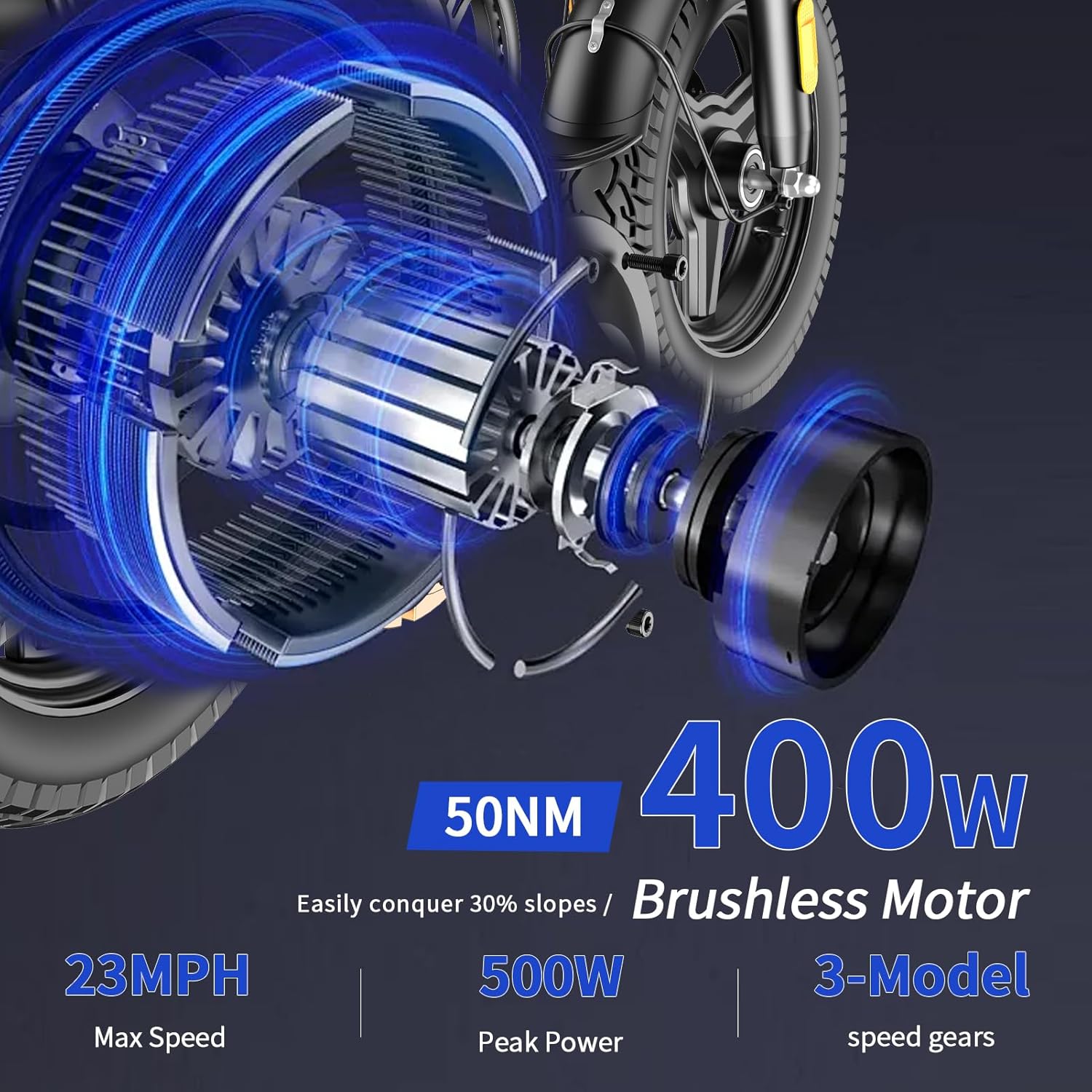 Folding Electric Bike for Adults, 400W (Peak 500W) Motor,23MPH Max Speed Foldable Electric Bicycles,14" Ebike, 48V12AH Battery 35 Miles PAS Range Mini E Bikes for Adults and Teens