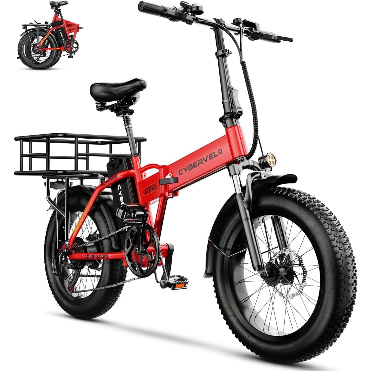 1000W Folding Electric Bike, 48V 20.8AH Large Removable Battery E-Bike, 30+MPH, 80 Miles Max Range, 20" Fat Tire Electric Bike for Adults, Adult Electric Bicycles for Commute