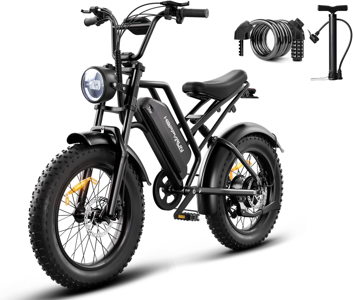 HAPPYRUN Electric Bike,1500W/2000W,48V,18Ah E Bikes for Adults Electric 60+ Mile 32MPH Top Speed Electric Motorcycle All Terrain Fat Tire Electric Dirt Bike G50